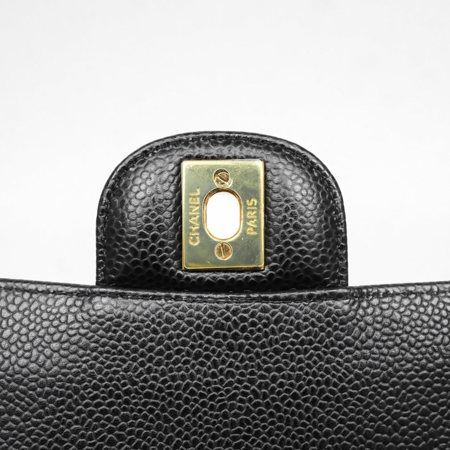 Chanel Classic M/L Medium Flap Quilted Black Caviar Gold Hardware