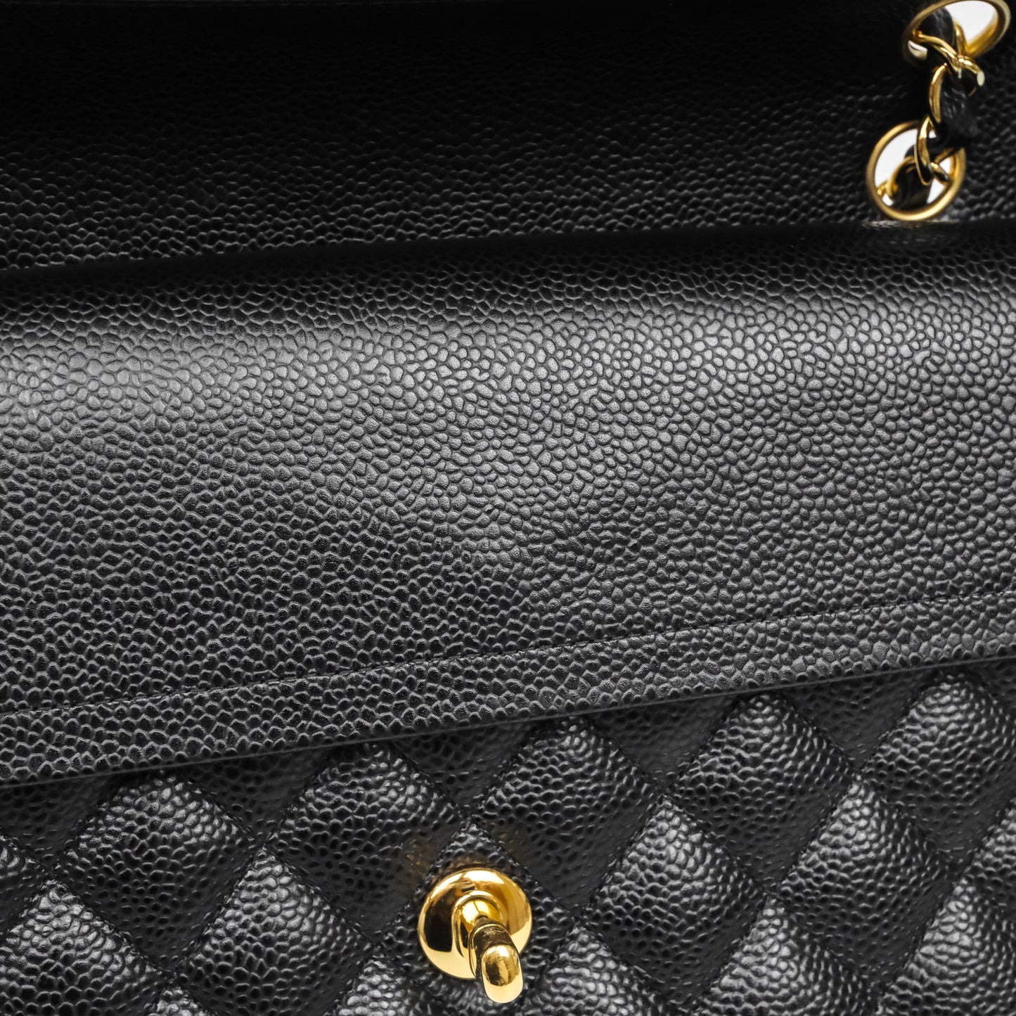 Chanel Classic M/L Medium Flap Quilted Black Caviar Gold Hardware