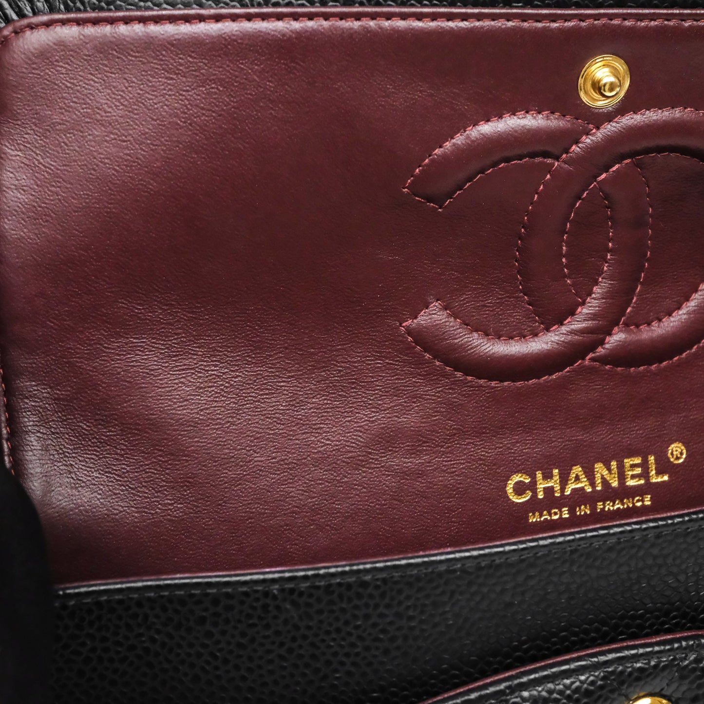 Chanel Classic M/L Medium Flap Quilted Black Caviar Gold Hardware