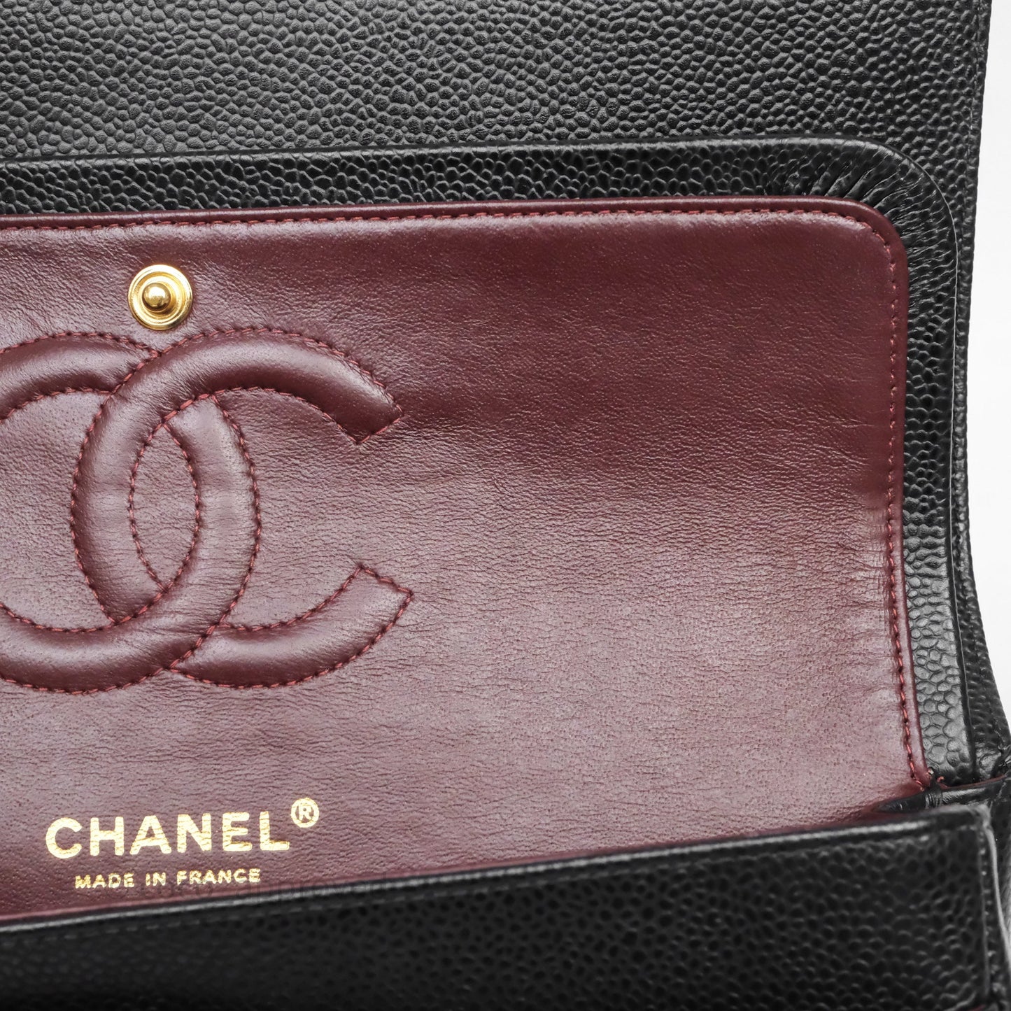 Chanel Classic M/L Medium Flap Quilted Black Caviar Gold Hardware