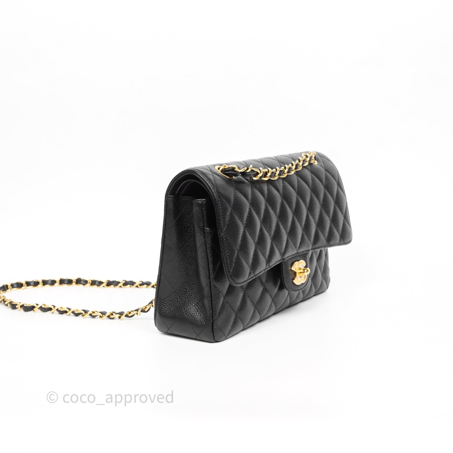 Chanel Classic M/L Medium Flap Quilted Black Caviar Gold Hardware