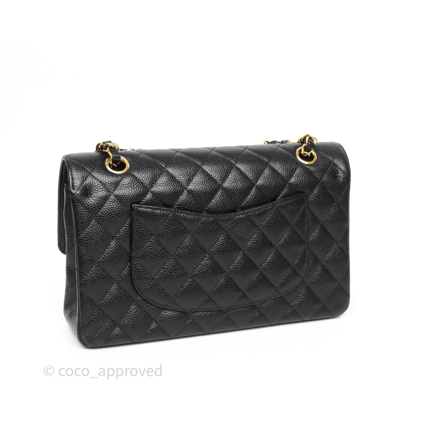 Chanel Classic M/L Medium Flap Quilted Black Caviar Gold Hardware