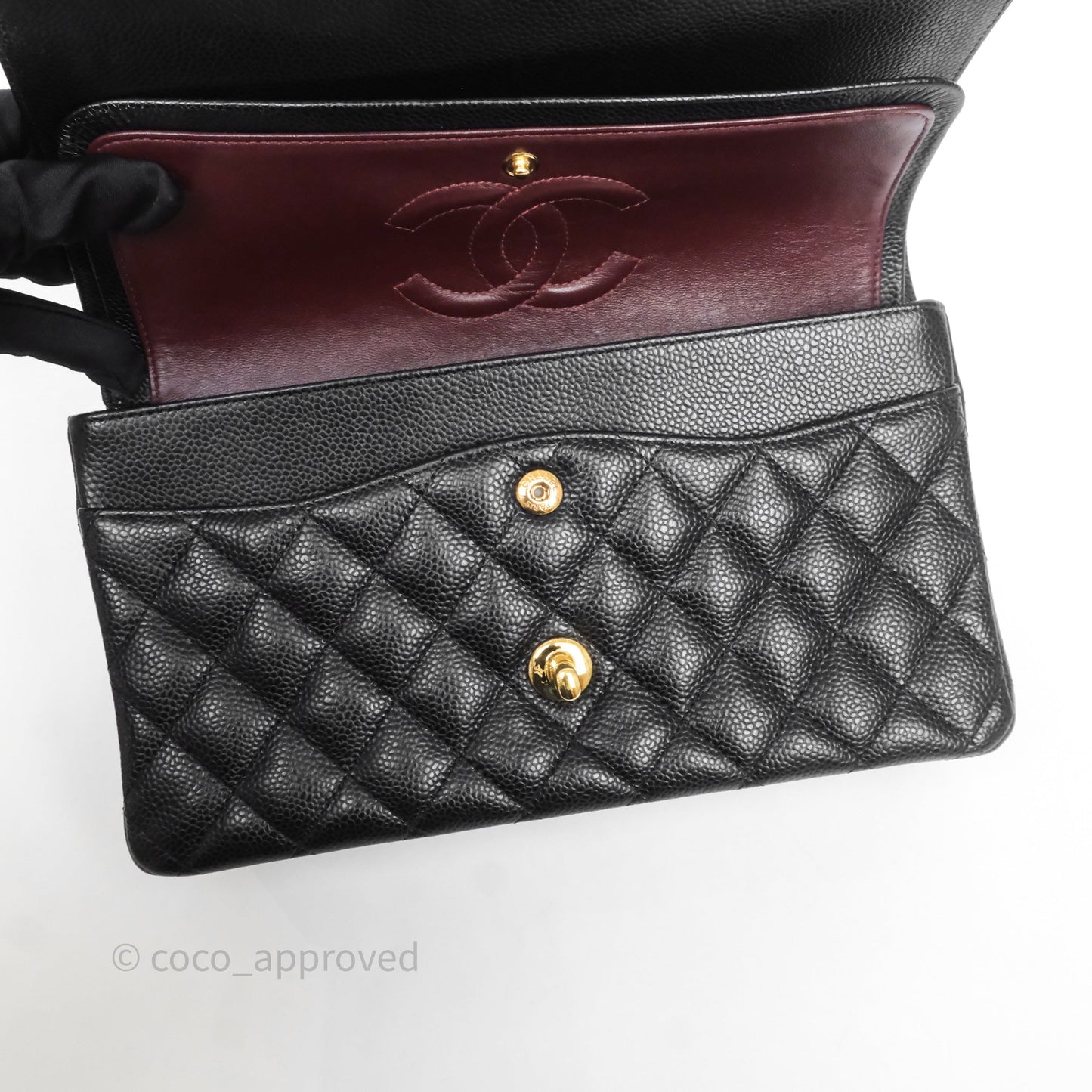 Chanel Classic M/L Medium Flap Quilted Black Caviar Gold Hardware