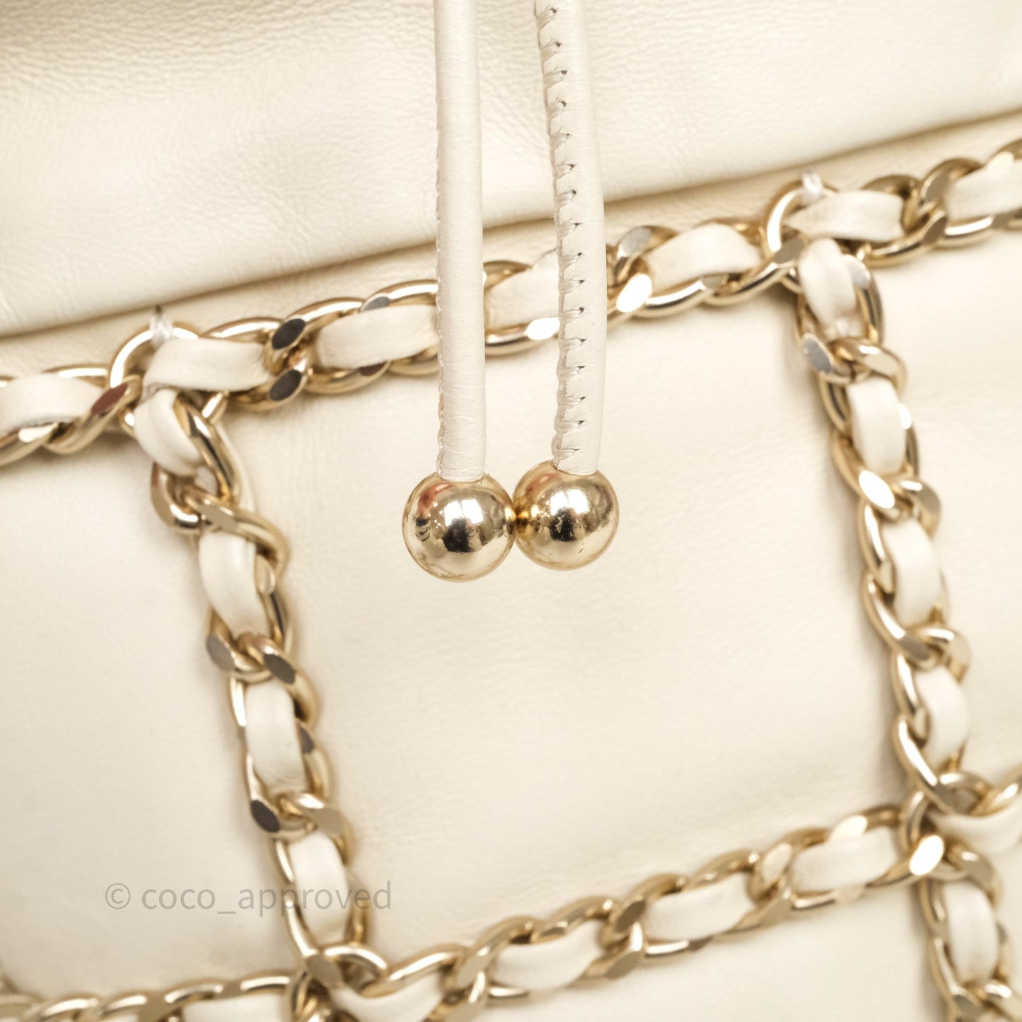 Chanel Chain Around Drawstring Bucket Bag Beige Lambskin Gold Hardware