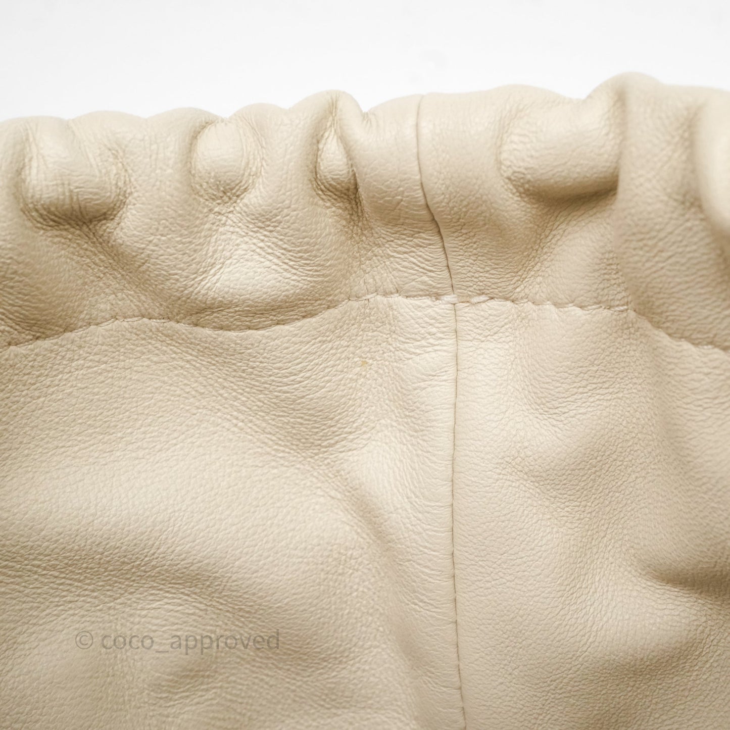 Chanel Chain Around Drawstring Bucket Bag Beige Lambskin Gold Hardware