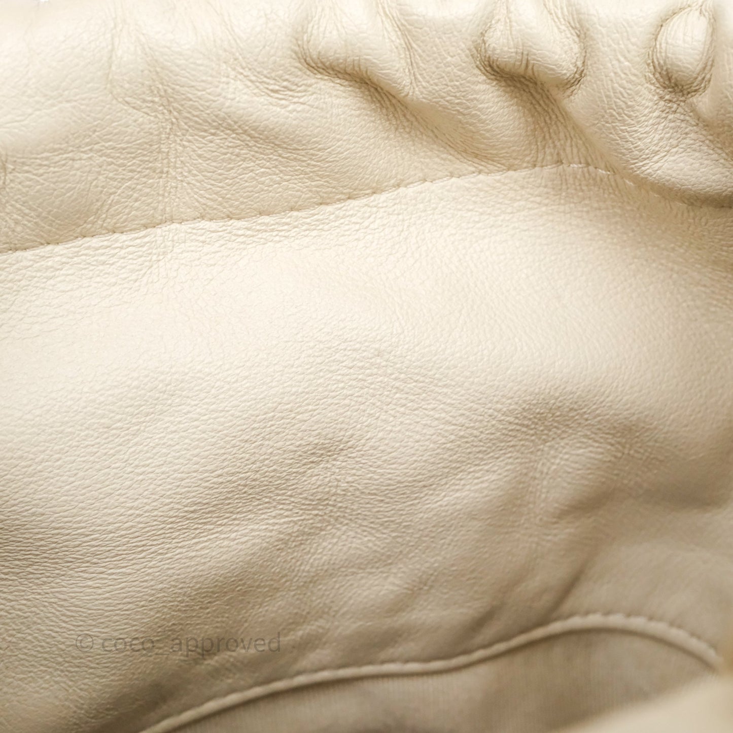 Chanel Chain Around Drawstring Bucket Bag Beige Lambskin Gold Hardware