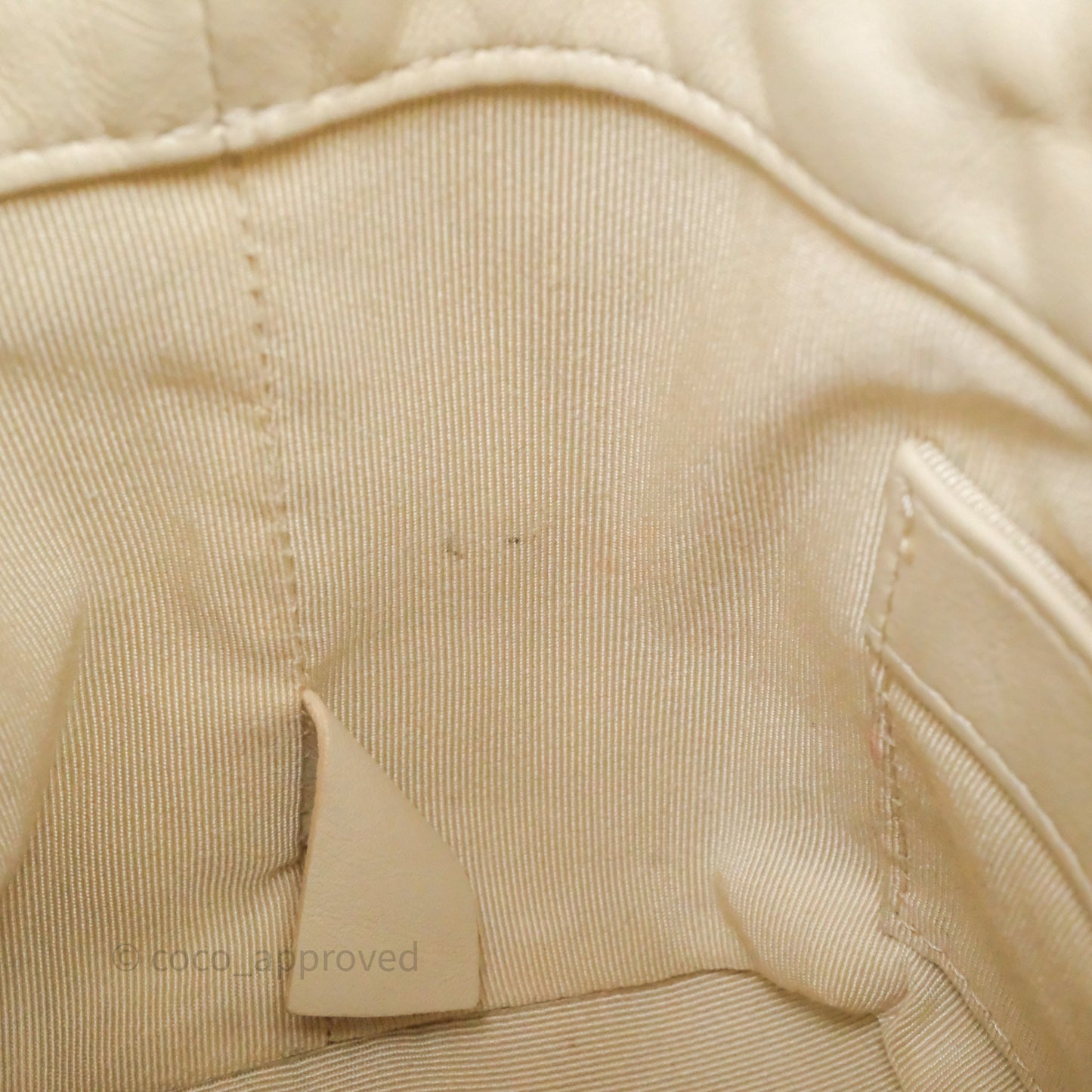 Chanel Chain Around Drawstring Bucket Bag Beige Lambskin Gold Hardware