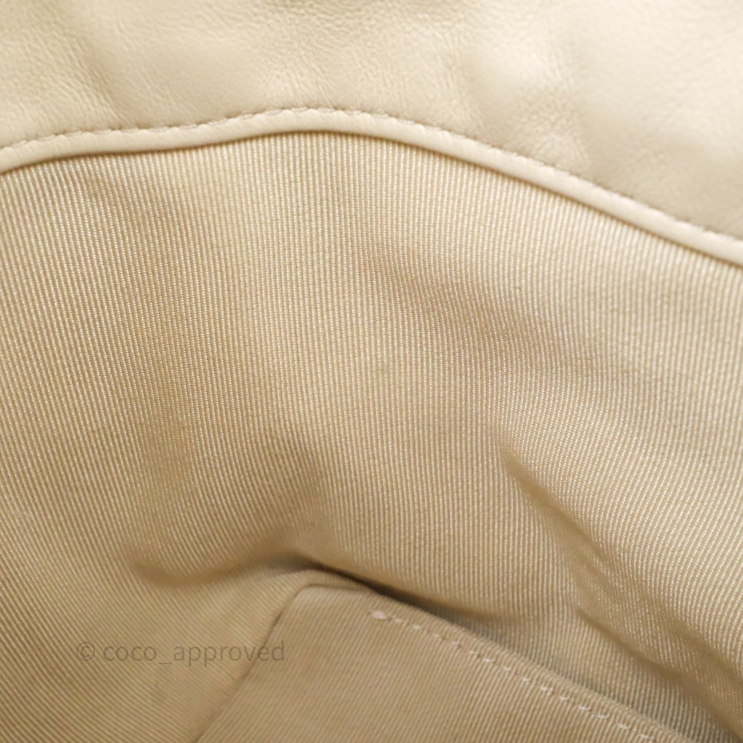 Chanel Chain Around Drawstring Bucket Bag Beige Lambskin Gold Hardware