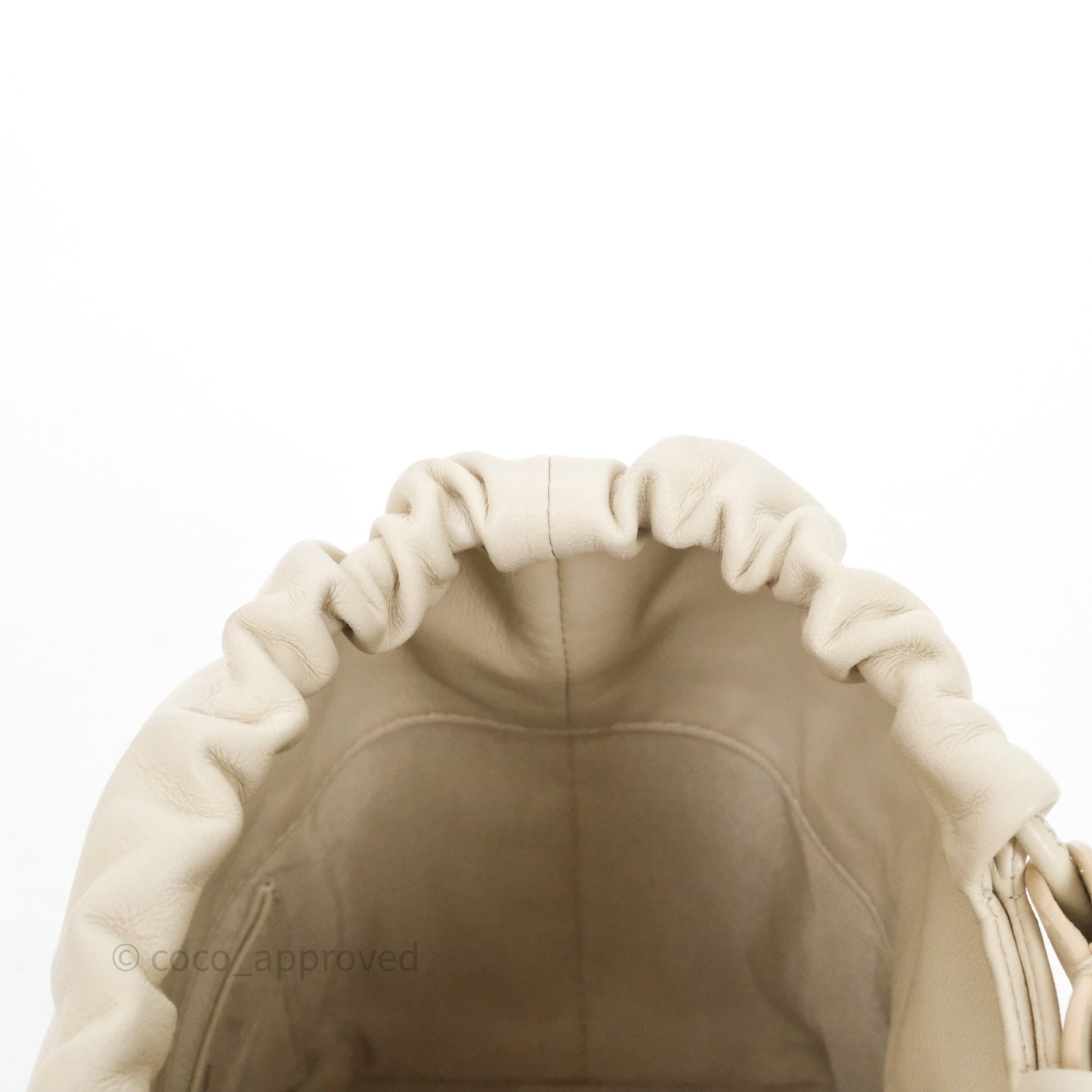 Chanel Chain Around Drawstring Bucket Bag Beige Lambskin Gold Hardware
