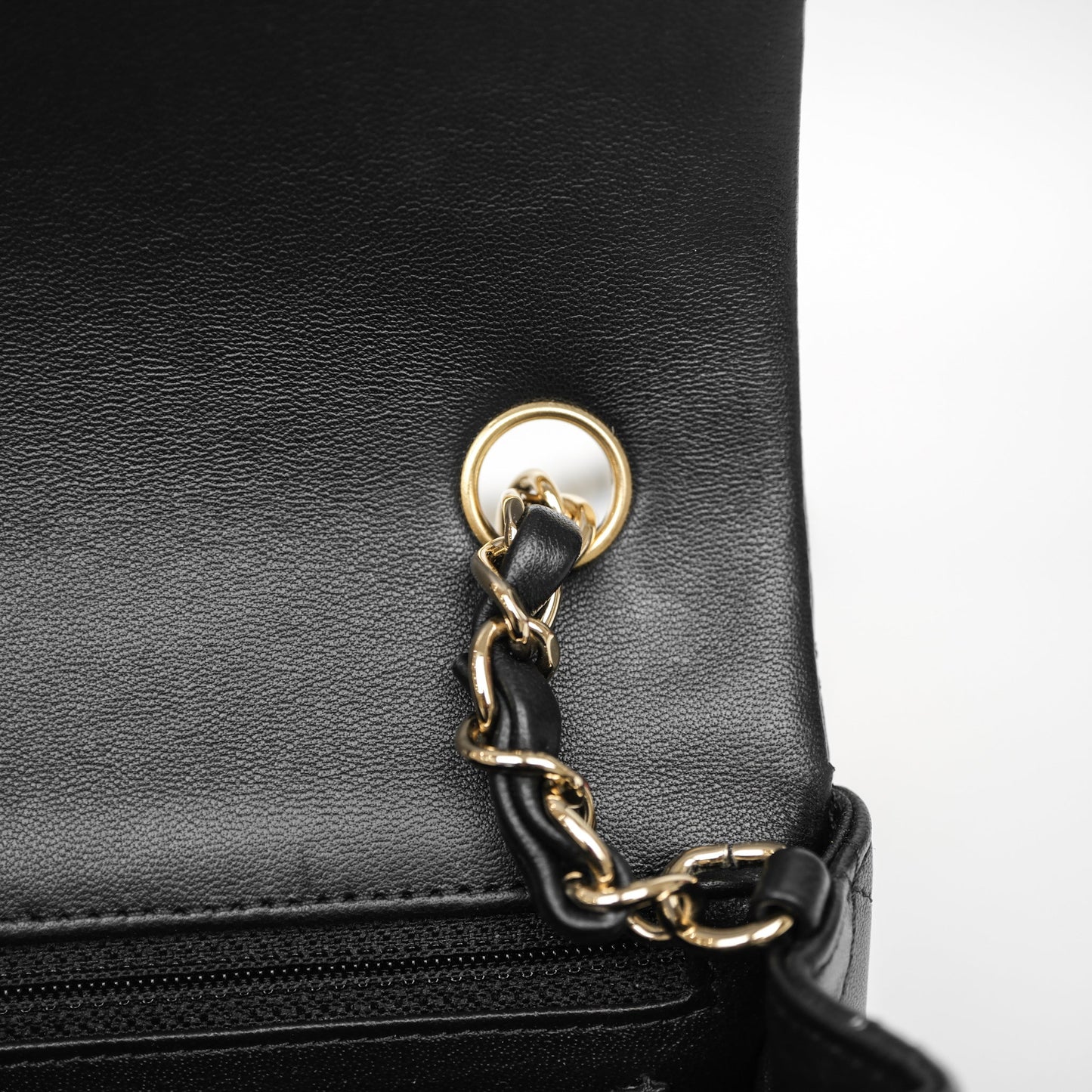 Chanel Mini Rectangular Flap Quilted Black White Lambskin Gold Hardware