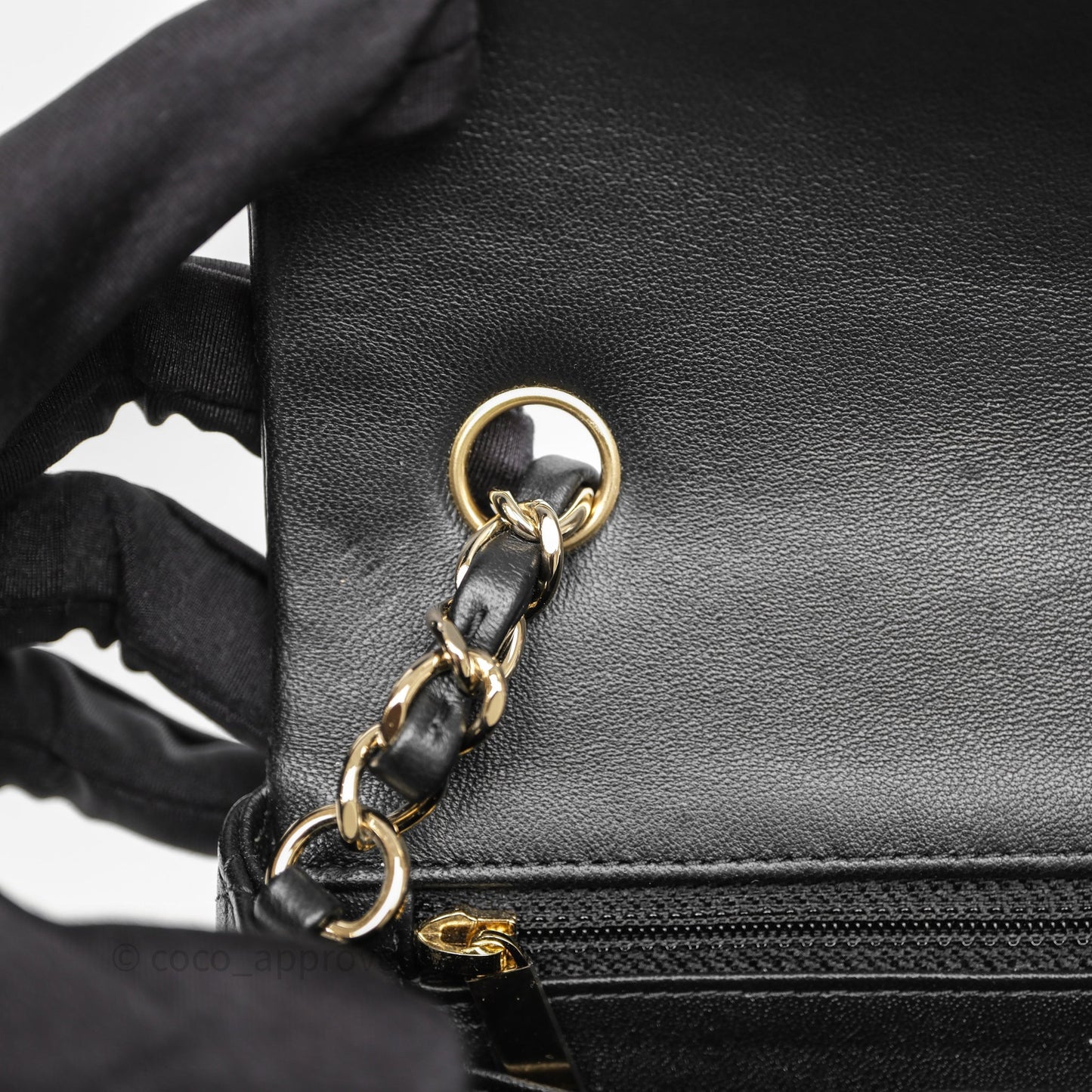 Chanel Mini Rectangular Flap Quilted Black White Lambskin Gold Hardware