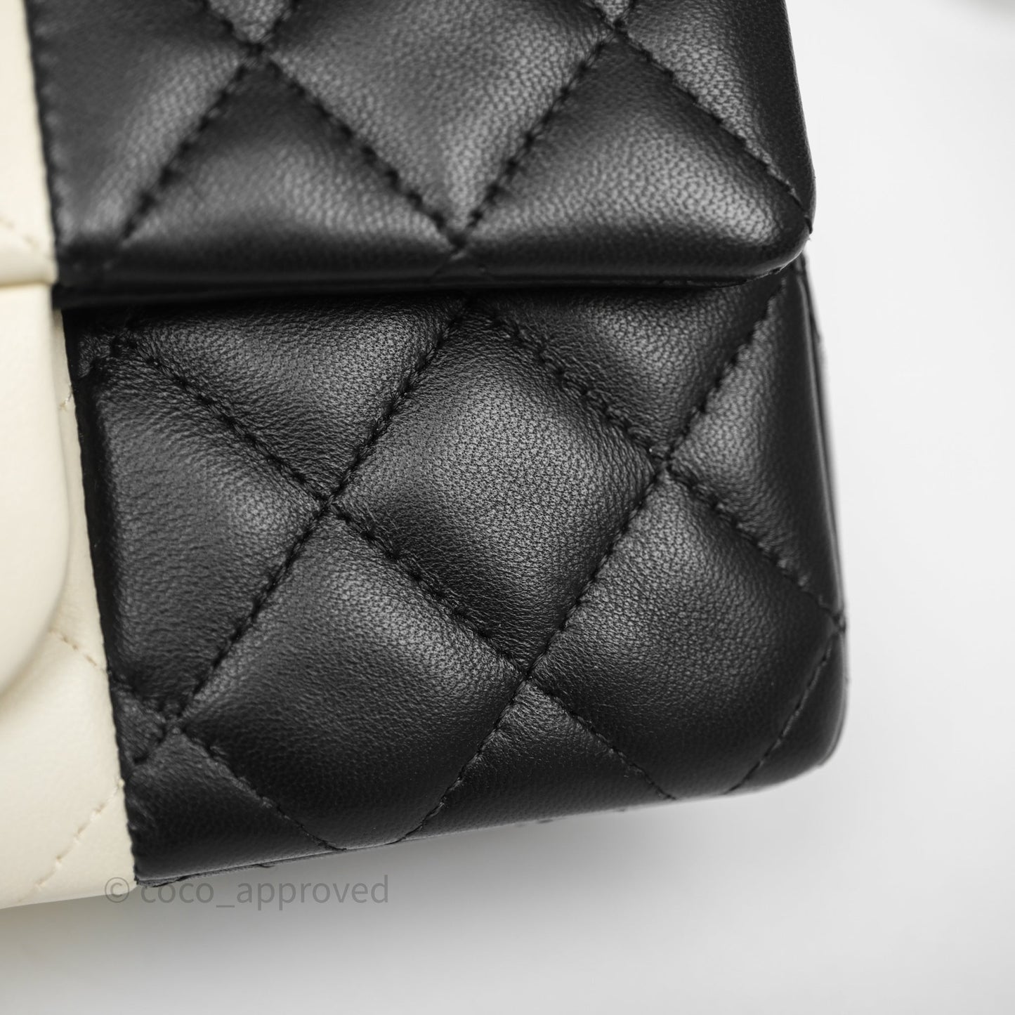 Chanel Mini Rectangular Flap Quilted Black White Lambskin Gold Hardware