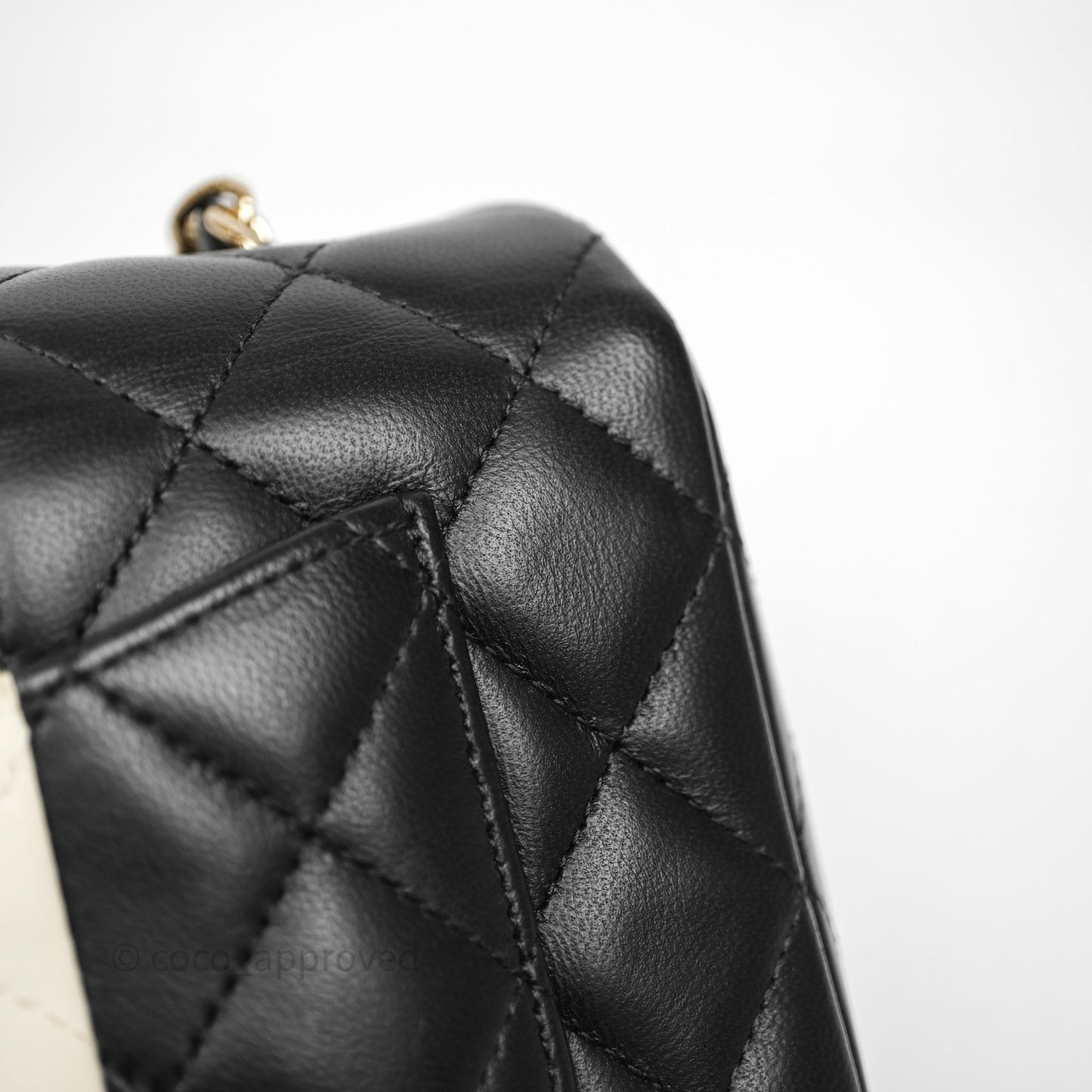 Chanel Mini Rectangular Flap Quilted Black White Lambskin Gold Hardware
