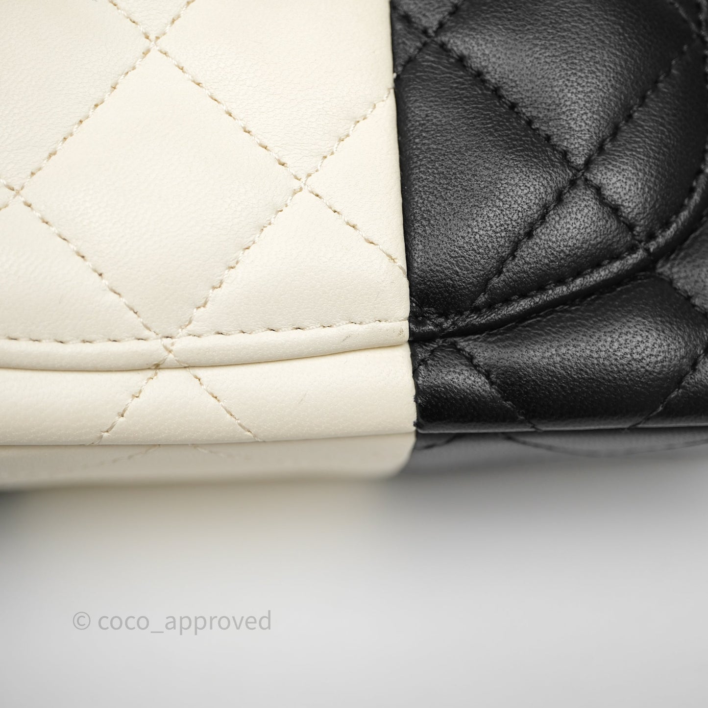 Chanel Mini Rectangular Flap Quilted Black White Lambskin Gold Hardware