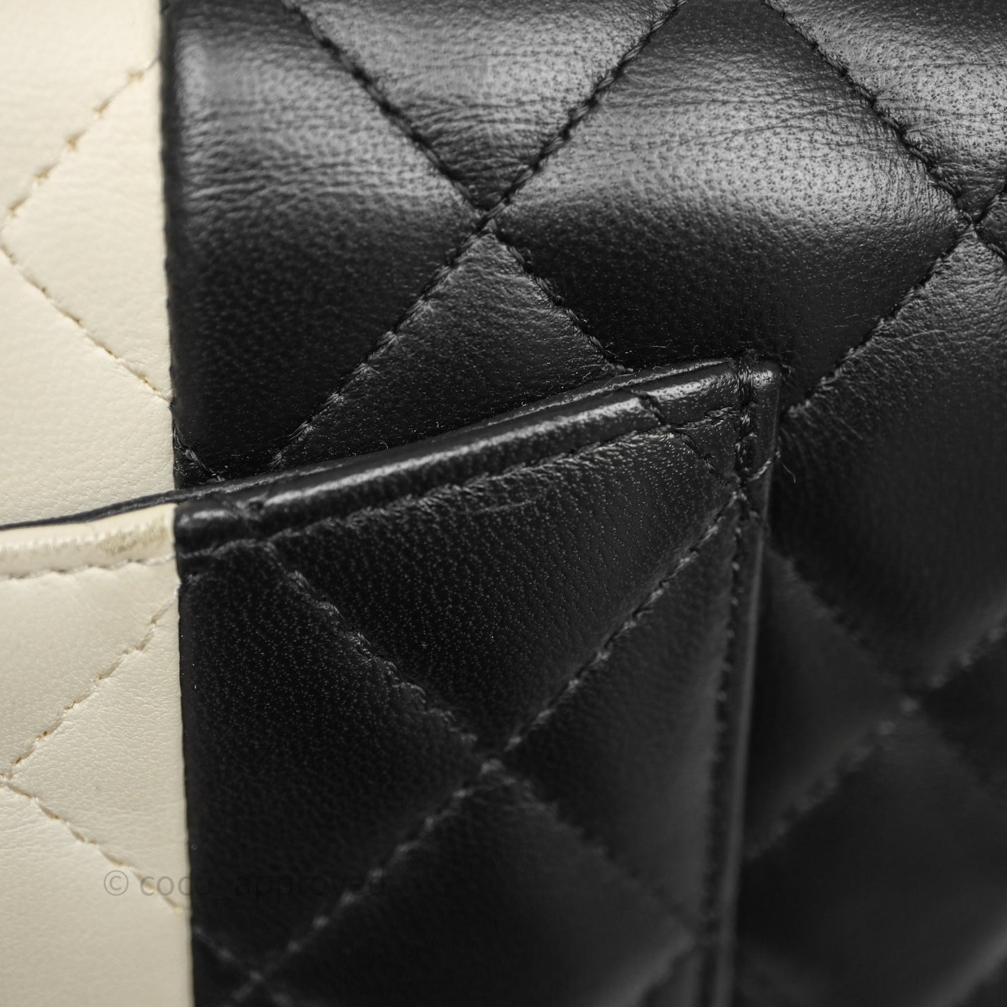 Chanel Mini Rectangular Flap Quilted Black White Lambskin Gold Hardware