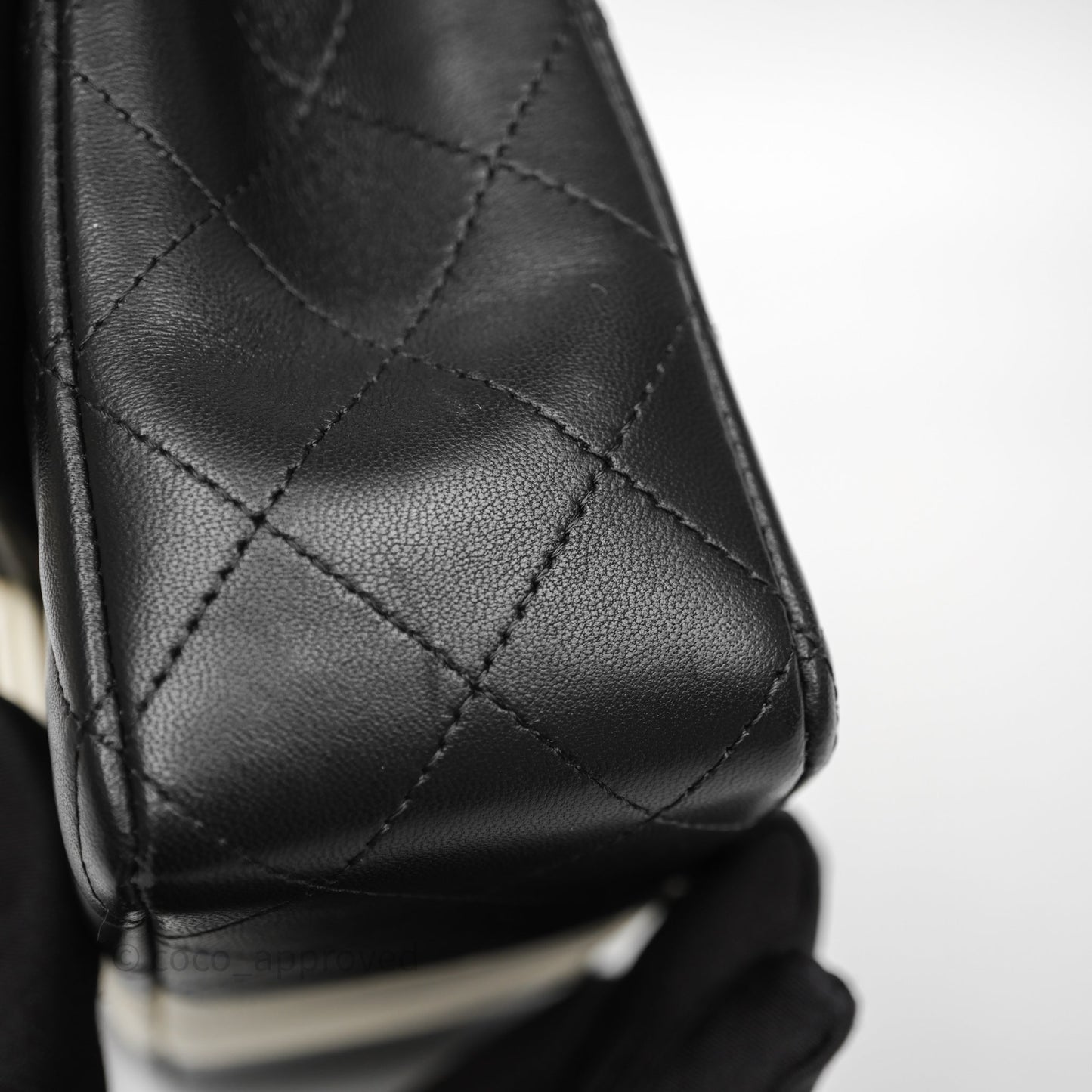 Chanel Mini Rectangular Flap Quilted Black White Lambskin Gold Hardware