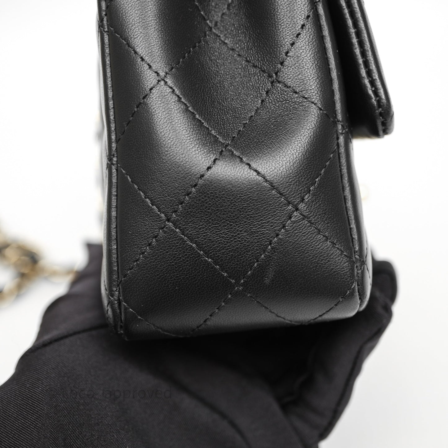 Chanel Mini Rectangular Flap Quilted Black White Lambskin Gold Hardware