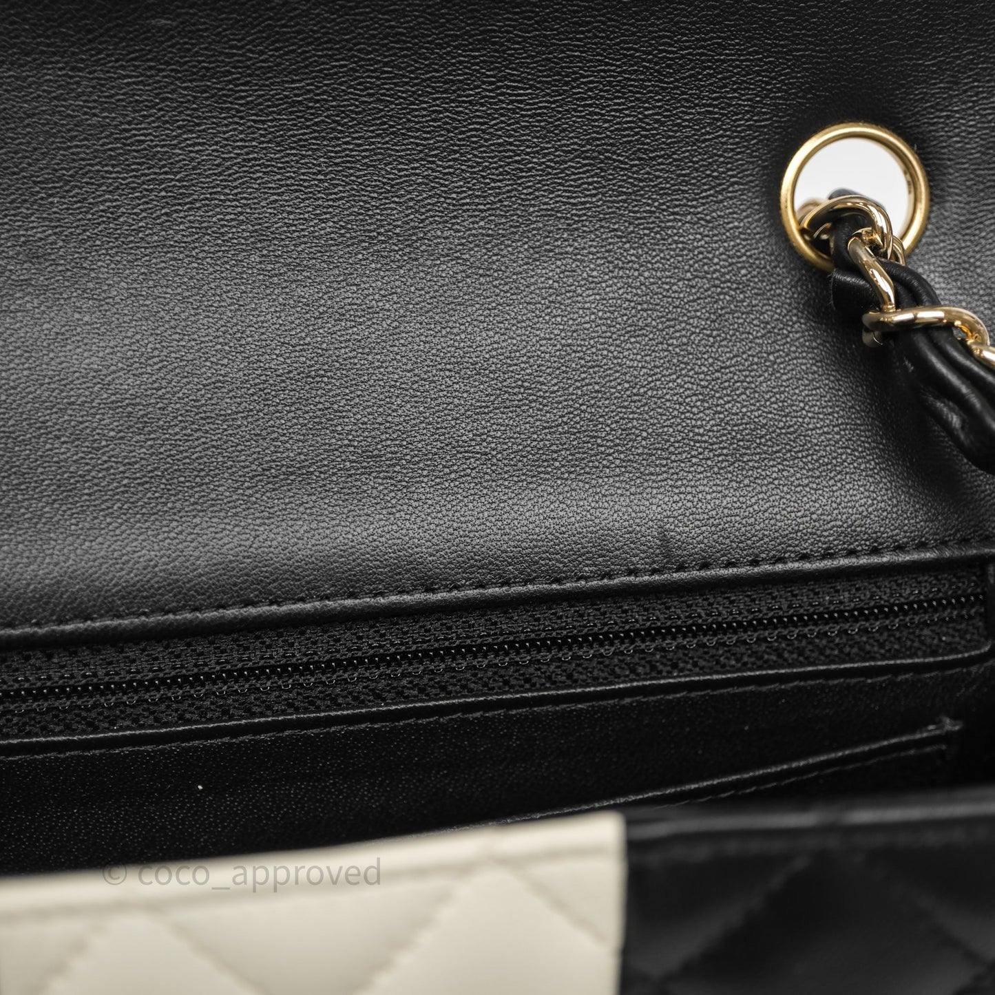 Chanel Mini Rectangular Flap Quilted Black White Lambskin Gold Hardware