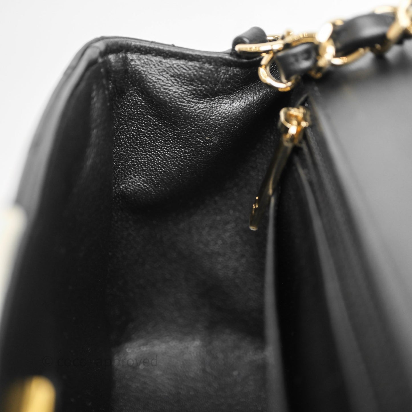 Chanel Mini Rectangular Flap Quilted Black White Lambskin Gold Hardware