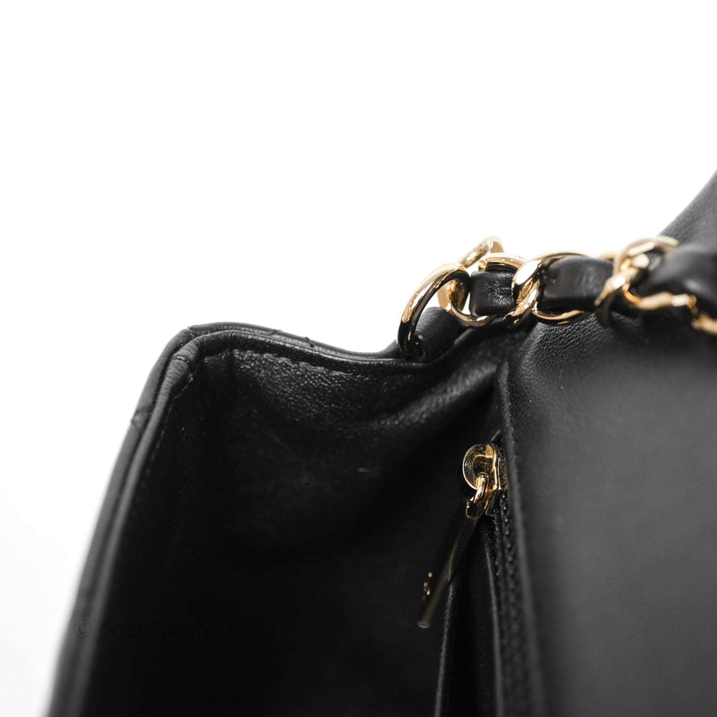 Chanel Mini Rectangular Flap Quilted Black White Lambskin Gold Hardware