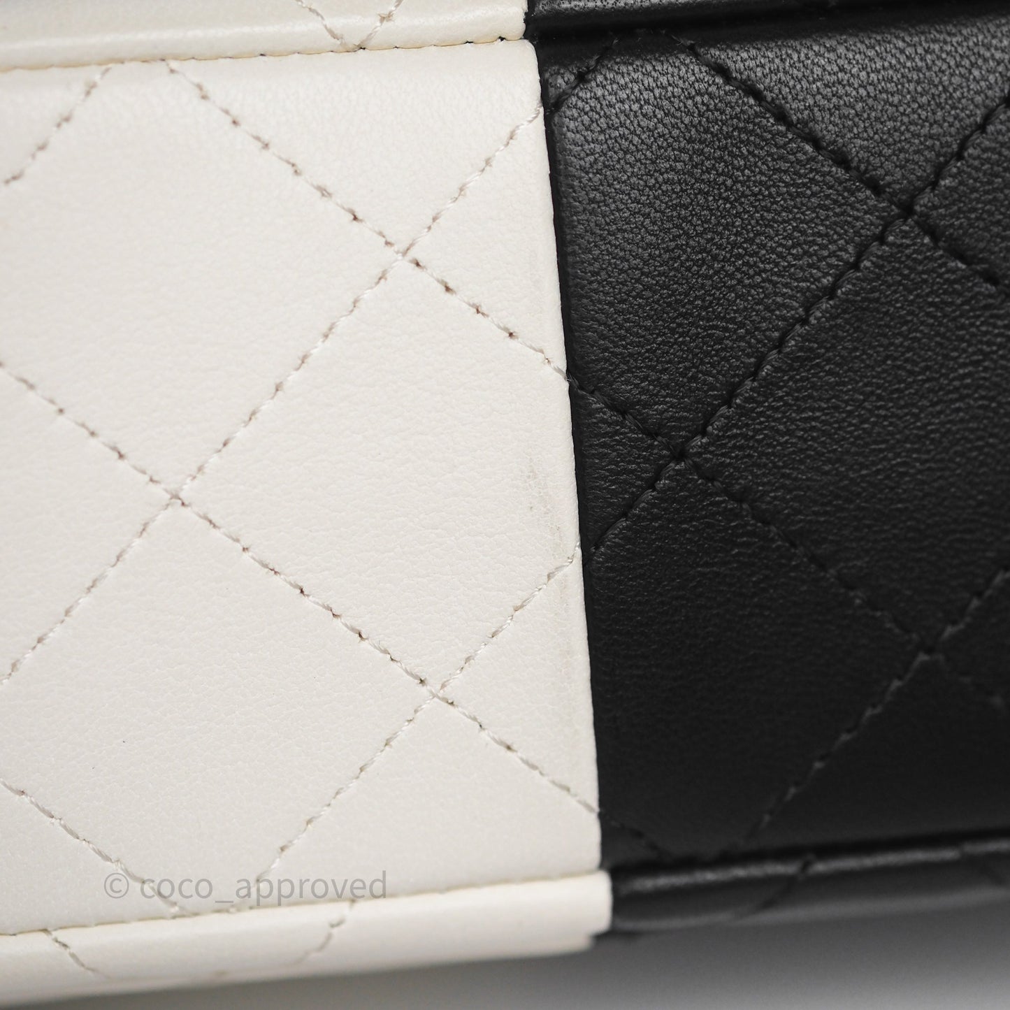 Chanel Mini Rectangular Flap Quilted Black White Lambskin Gold Hardware