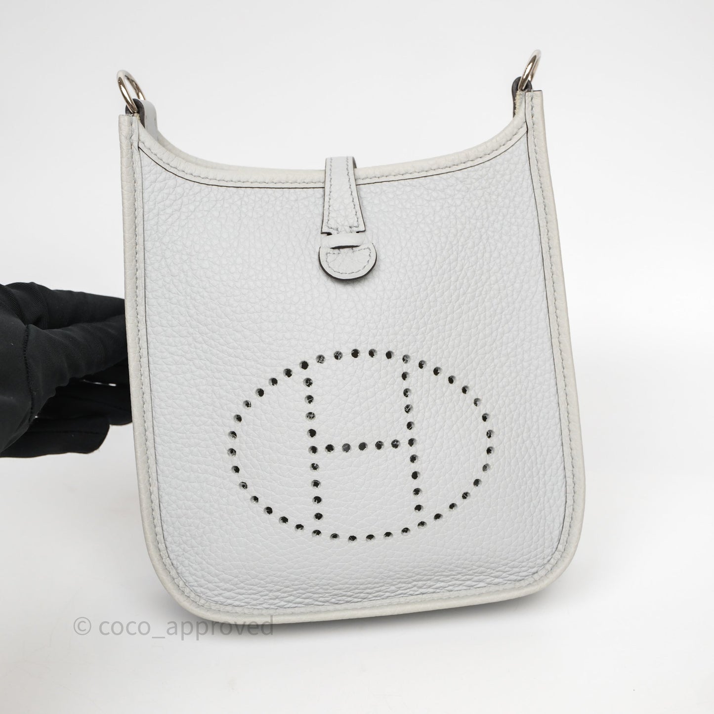 Hermès Mini Evelyne 16 Bleu Pale/Nata 08 Clemence Palladium Hardware