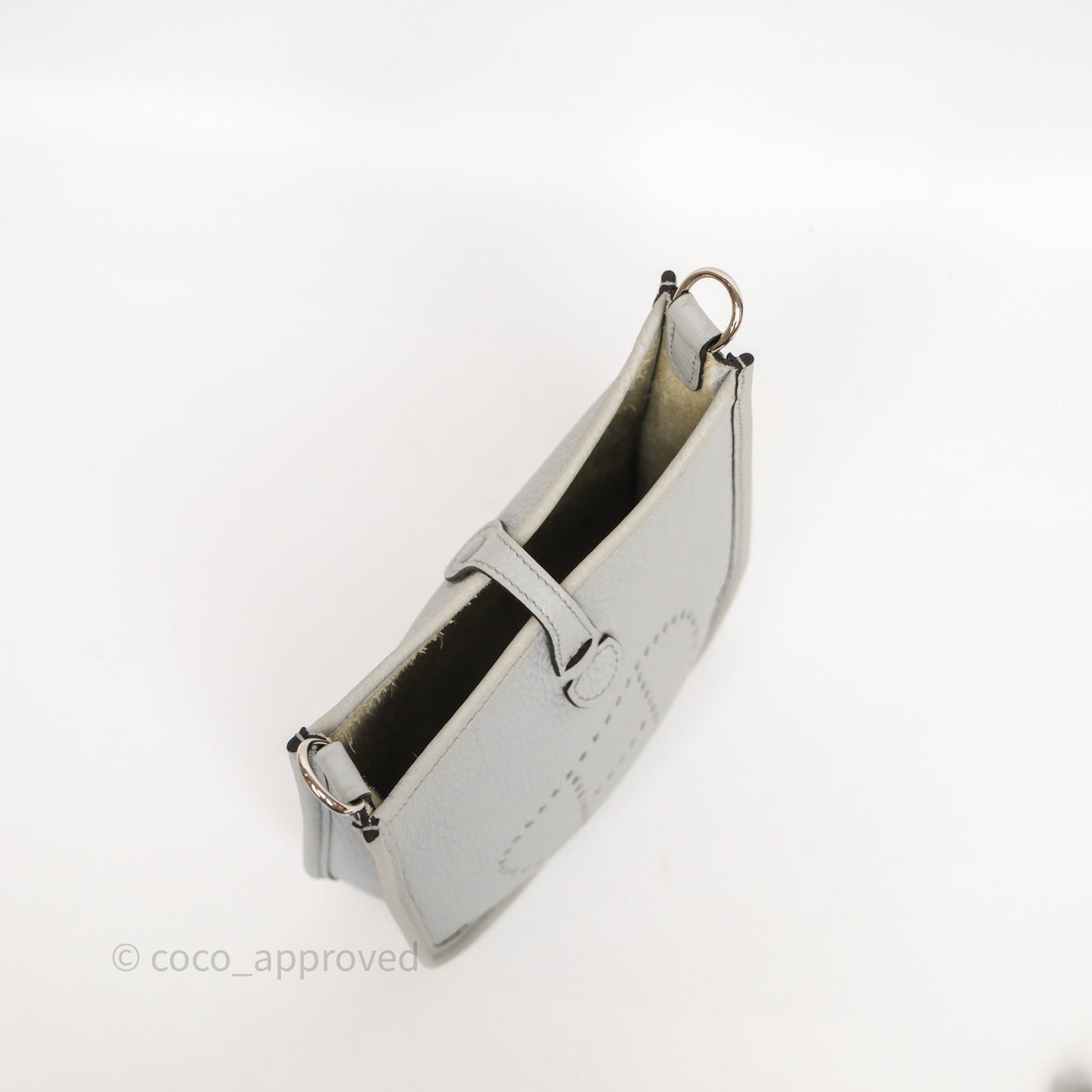 Hermès Mini Evelyne 16 Bleu Pale/Nata 08 Clemence Palladium Hardware
