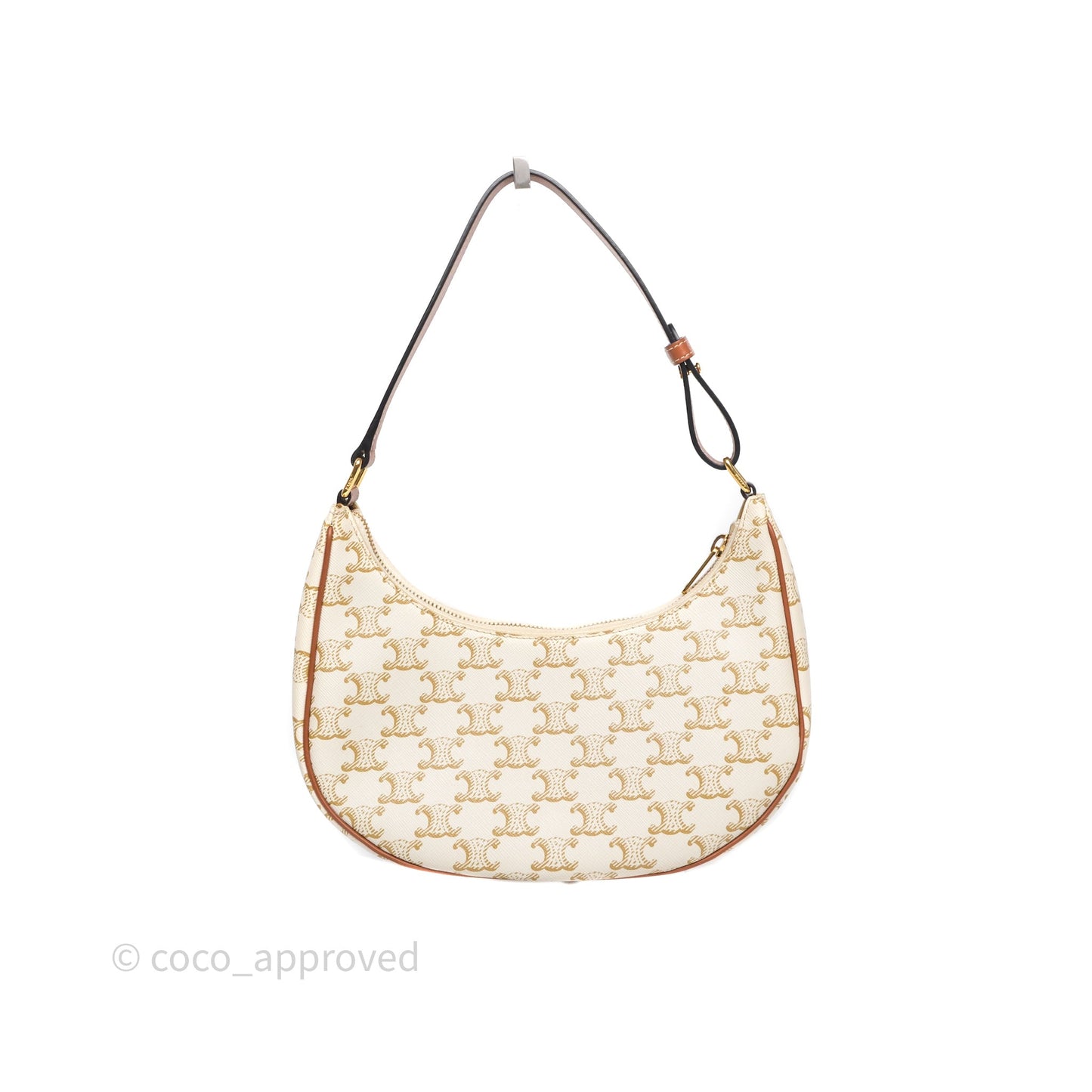 Celine Ava Bag In Triomphe Canvas Calfskin White