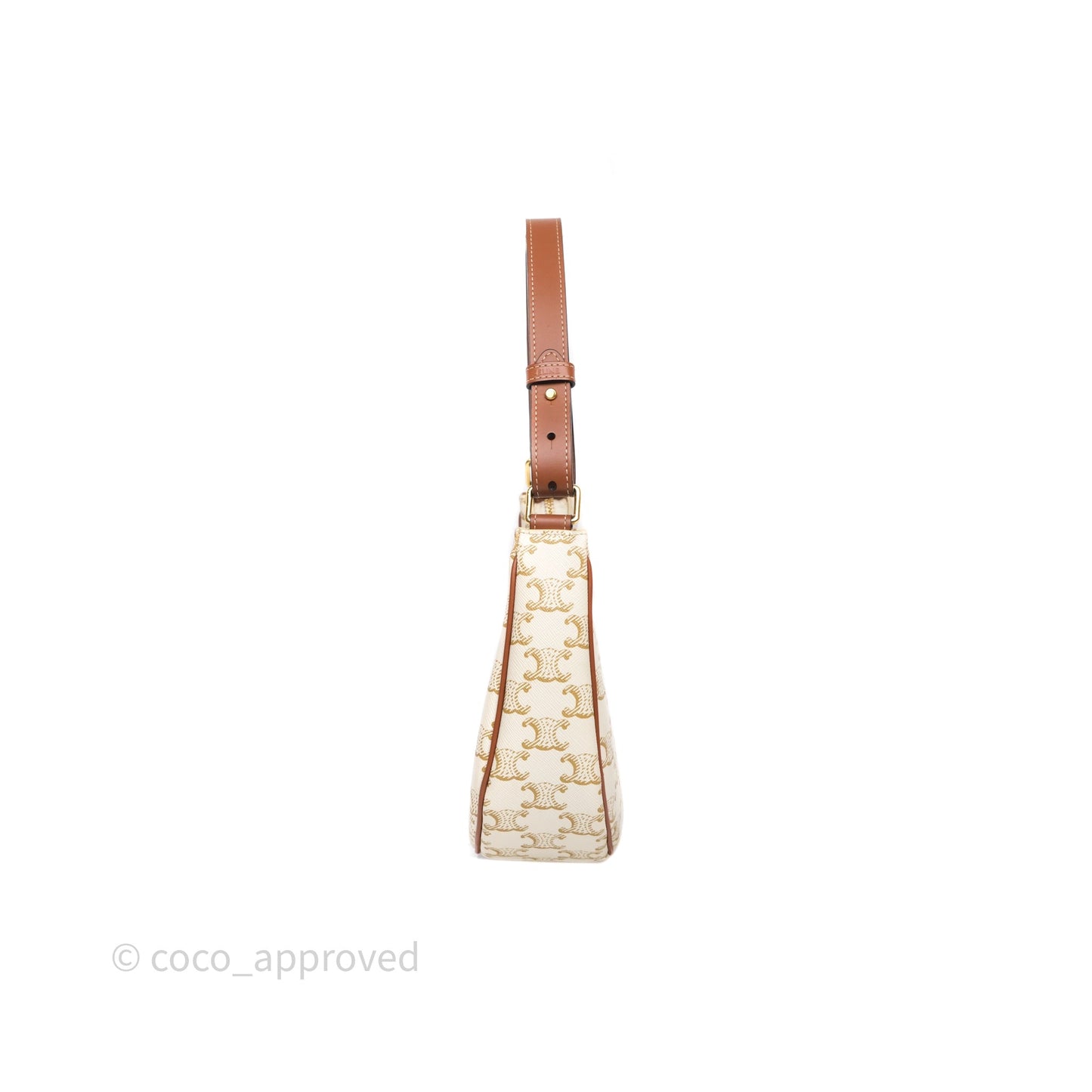 Celine Ava Bag In Triomphe Canvas Calfskin White