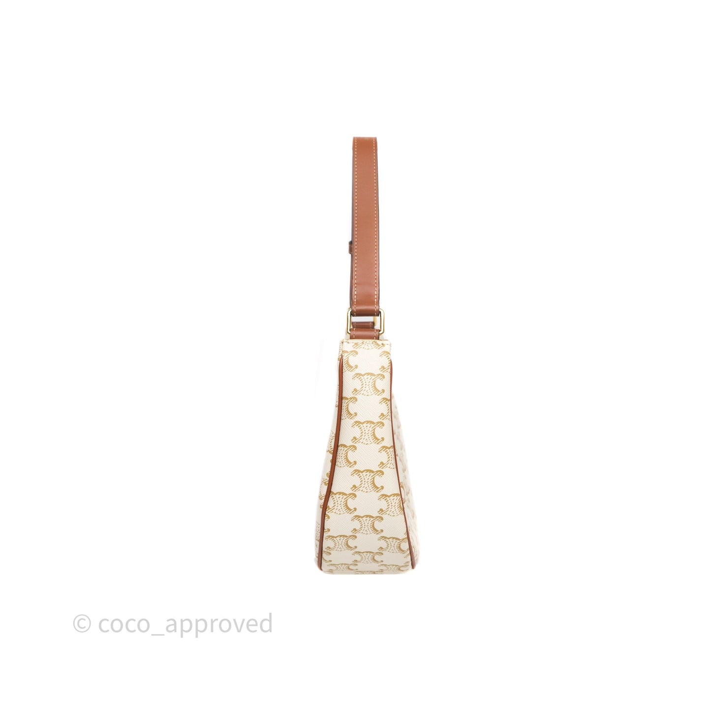 Celine Ava Bag In Triomphe Canvas Calfskin White