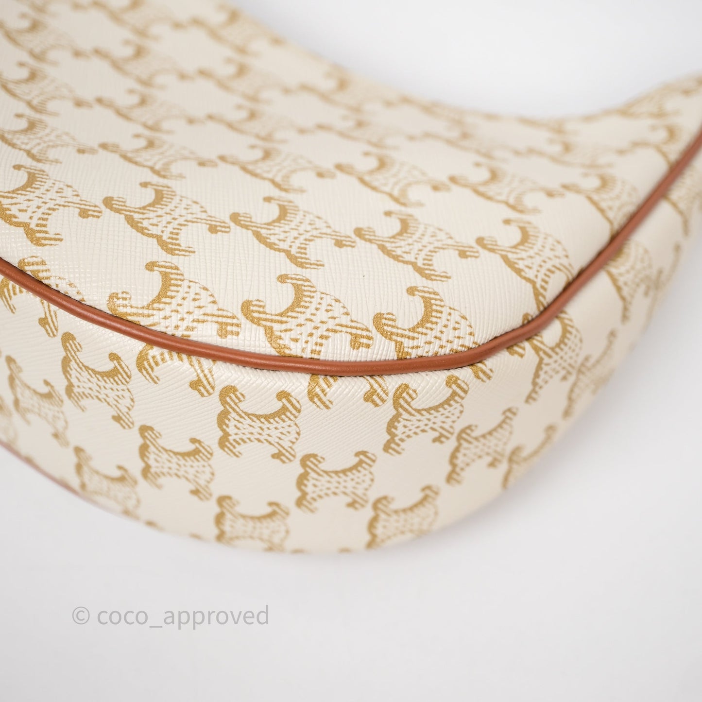Celine Ava Bag In Triomphe Canvas Calfskin White
