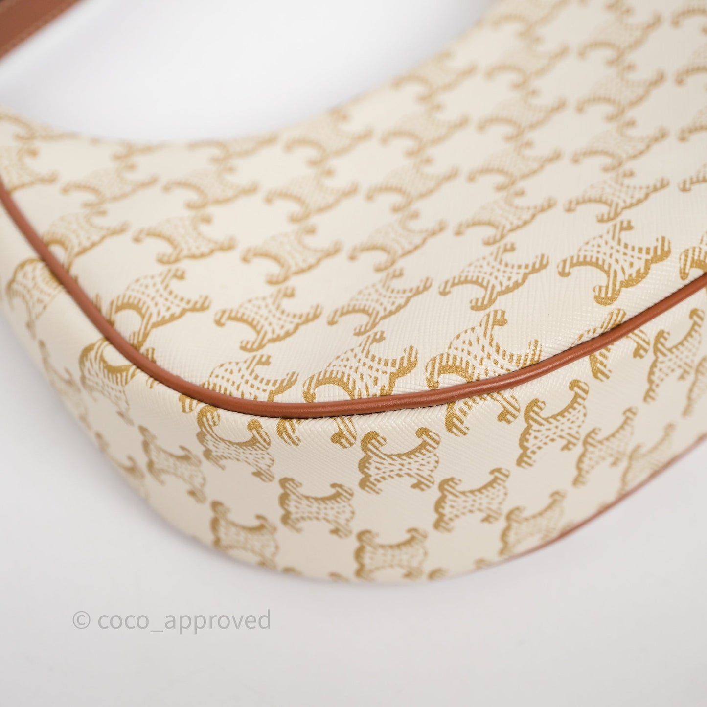 Celine Ava Bag In Triomphe Canvas Calfskin White
