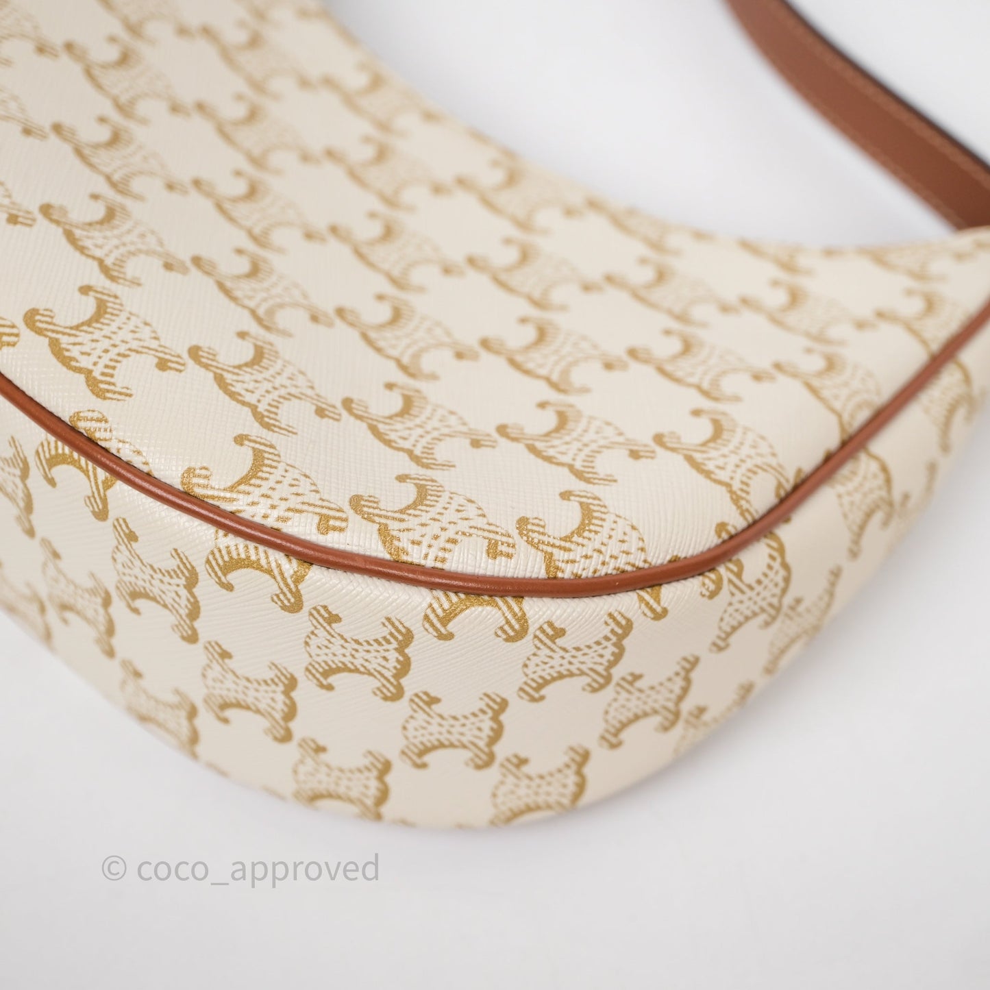 Celine Ava Bag In Triomphe Canvas Calfskin White