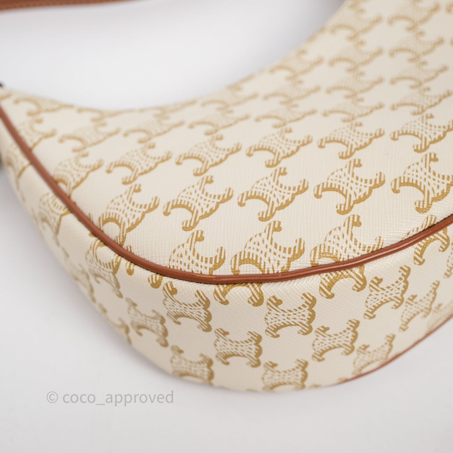 Celine Ava Bag In Triomphe Canvas Calfskin White