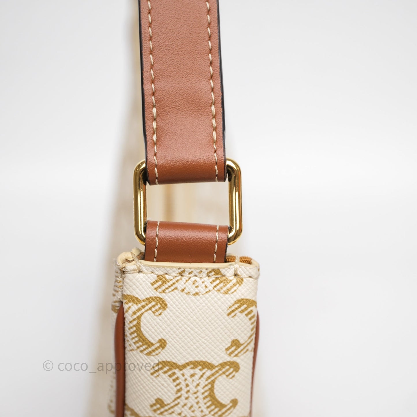 Celine Ava Bag In Triomphe Canvas Calfskin White