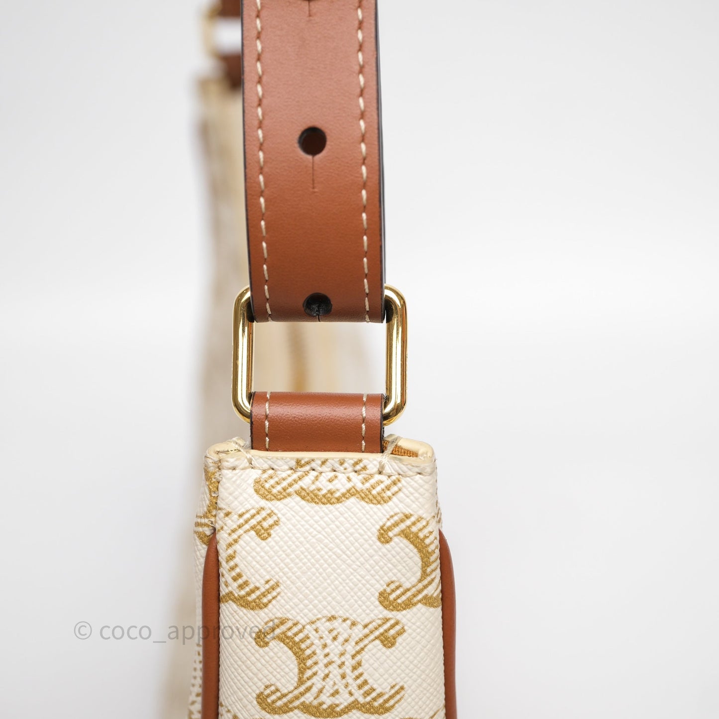 Celine Ava Bag In Triomphe Canvas Calfskin White