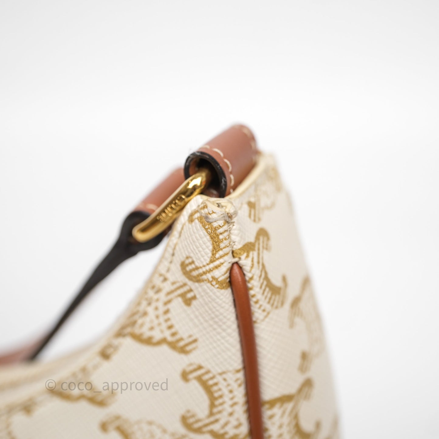 Celine Ava Bag In Triomphe Canvas Calfskin White