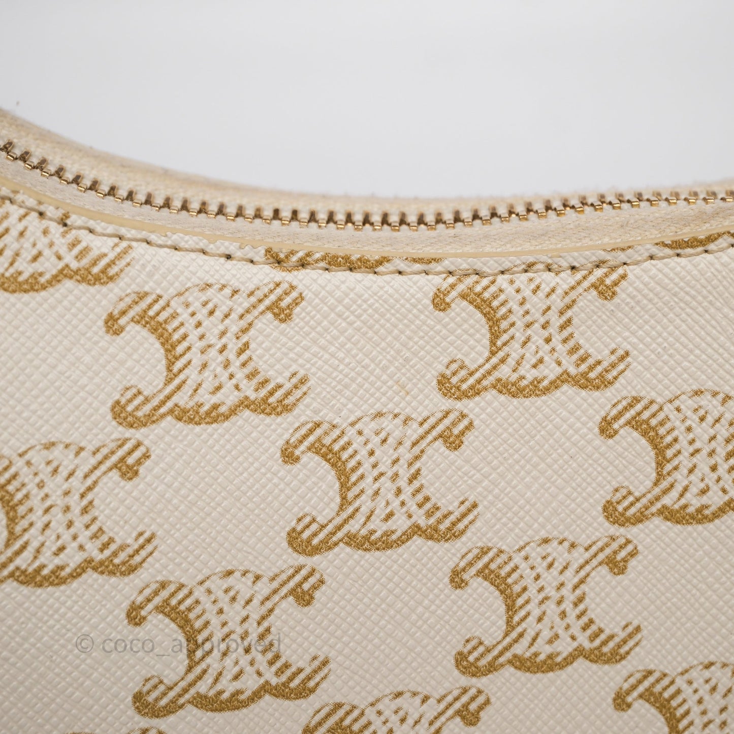 Celine Ava Bag In Triomphe Canvas Calfskin White