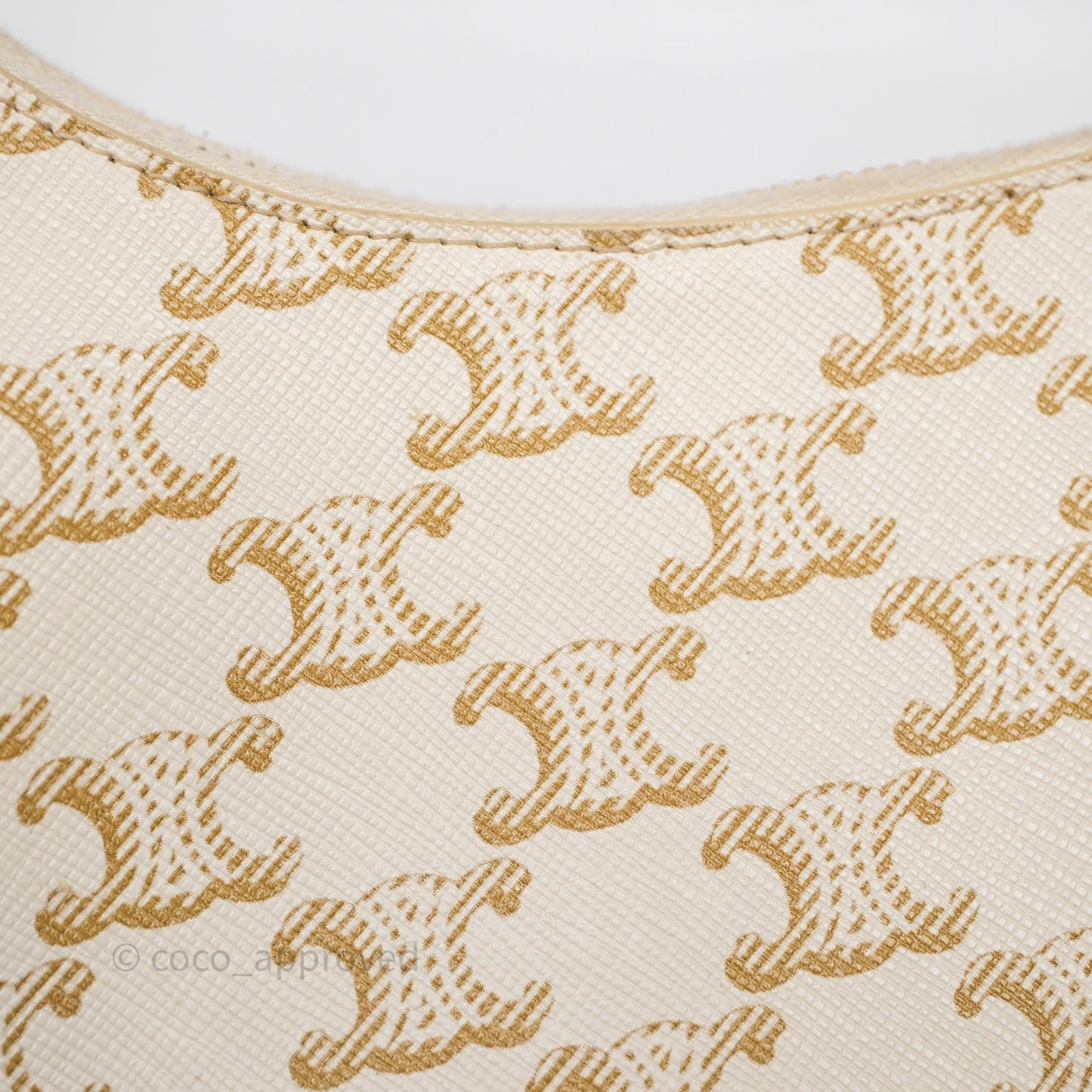 Celine Ava Bag In Triomphe Canvas Calfskin White