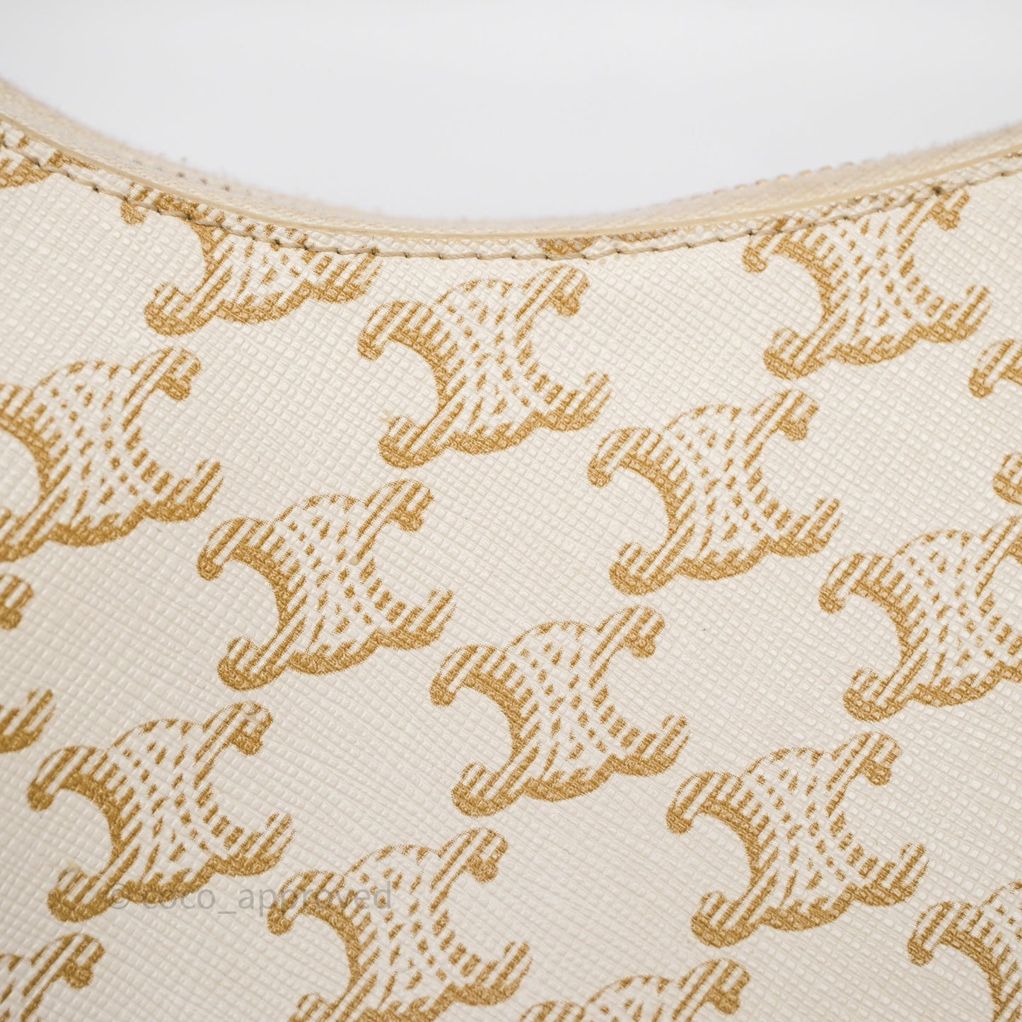 Celine Ava Bag In Triomphe Canvas Calfskin White