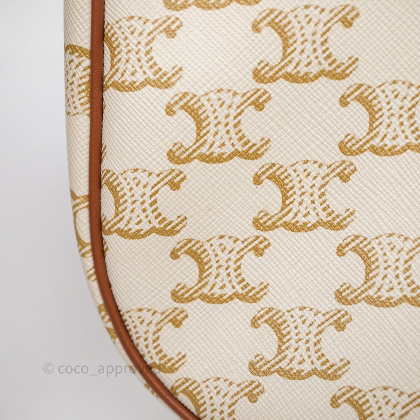 Celine Ava Bag In Triomphe Canvas Calfskin White