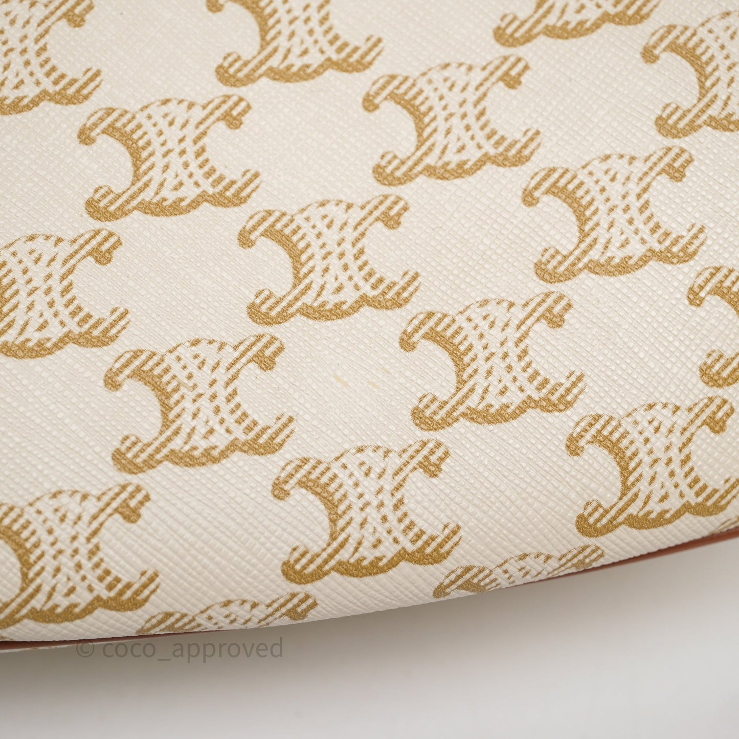 Celine Ava Bag In Triomphe Canvas Calfskin White