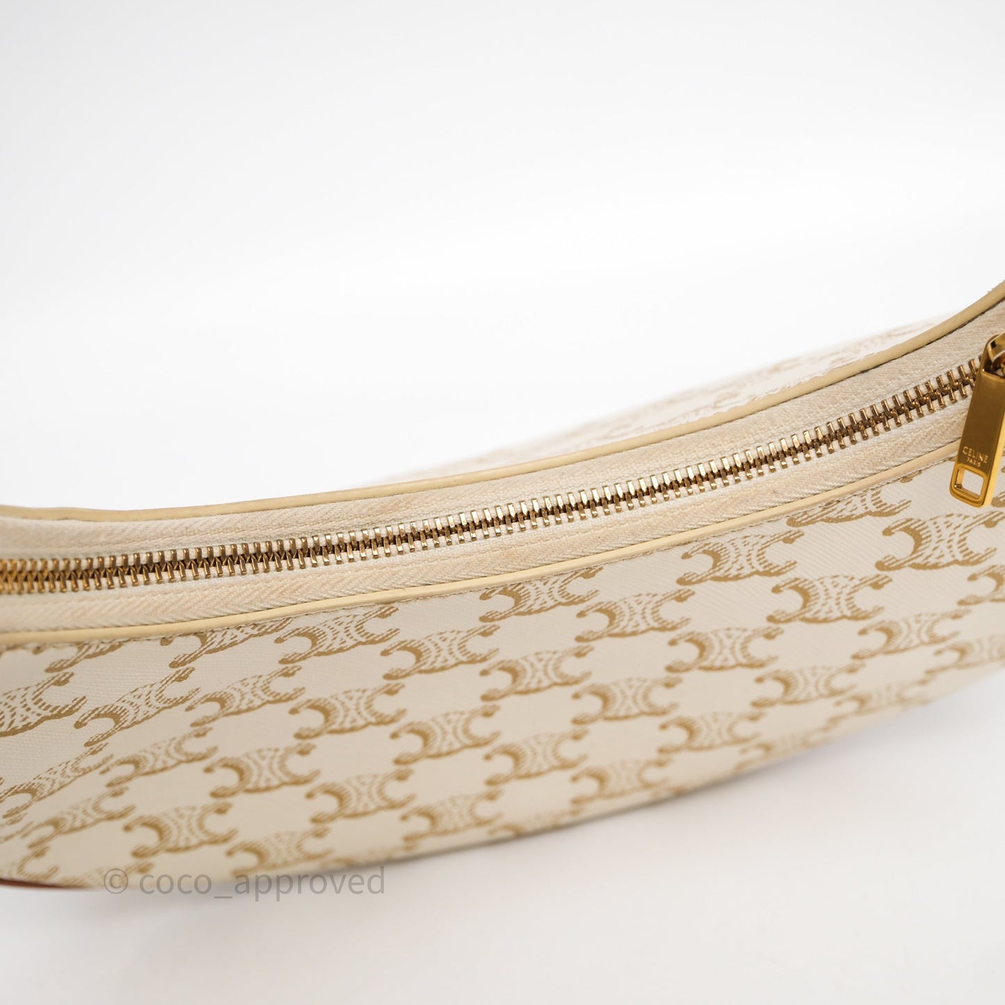 Celine Ava Bag In Triomphe Canvas Calfskin White