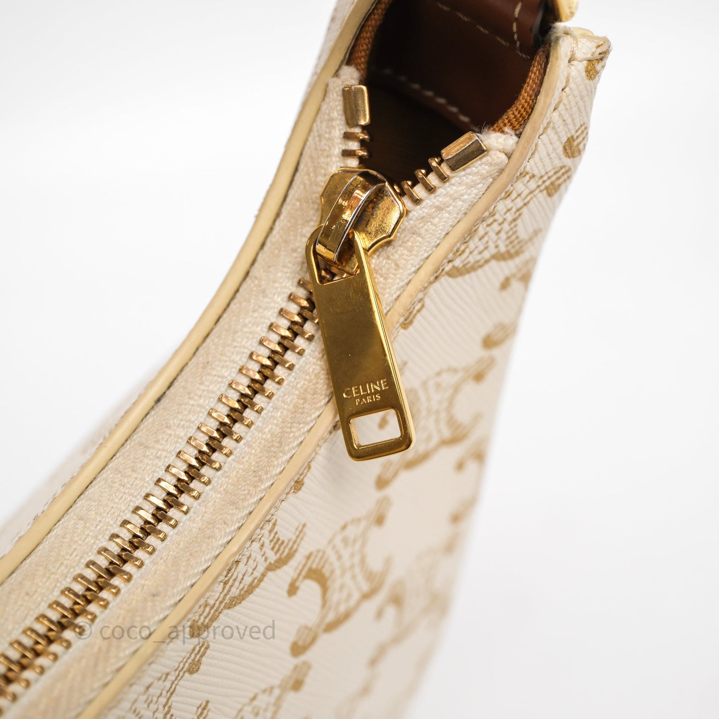 Celine Ava Bag In Triomphe Canvas Calfskin White