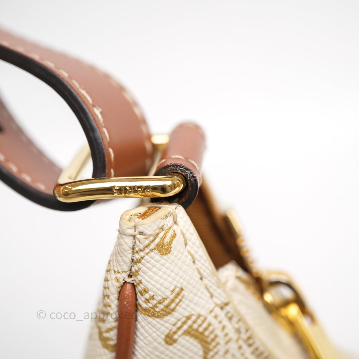 Celine Ava Bag In Triomphe Canvas Calfskin White