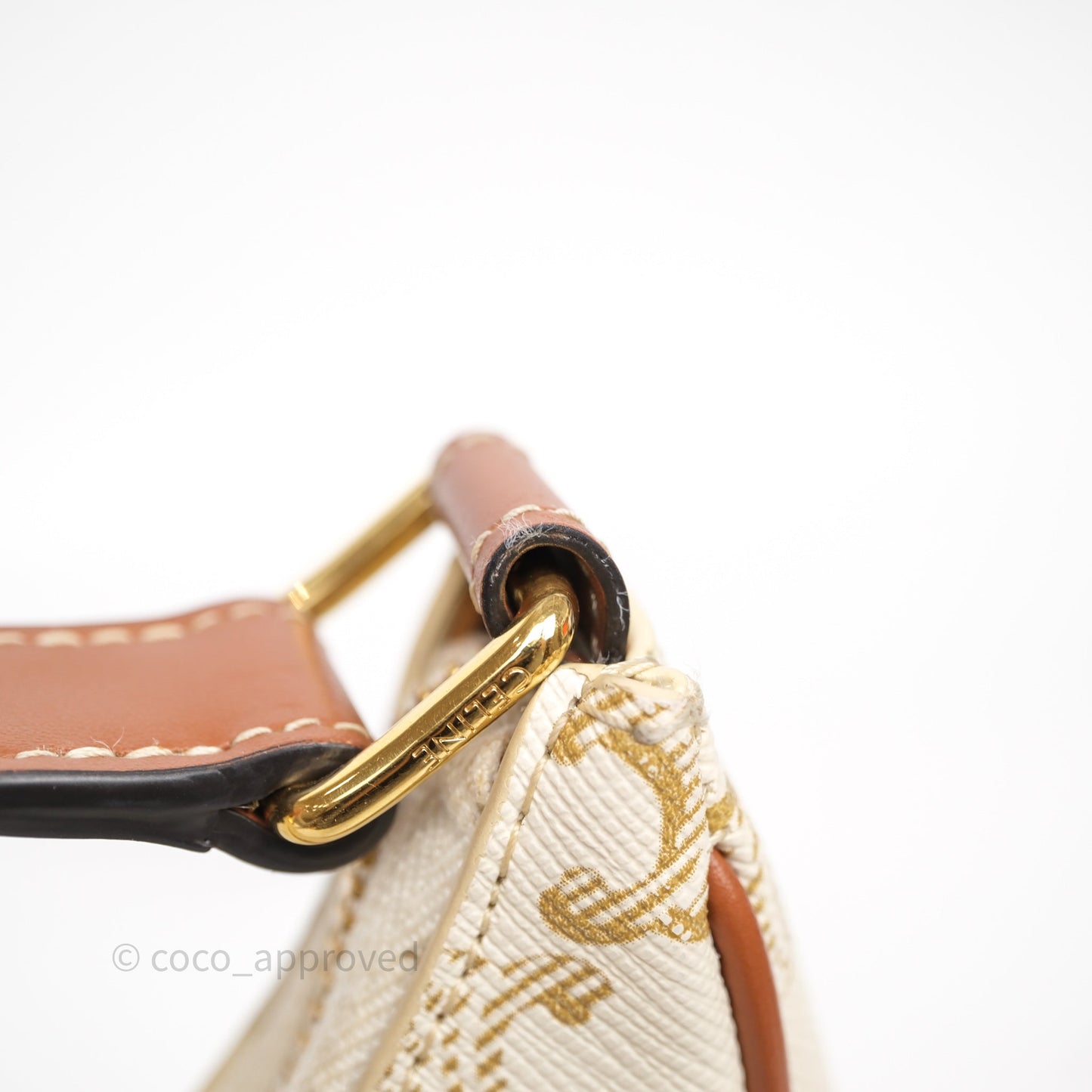 Celine Ava Bag In Triomphe Canvas Calfskin White