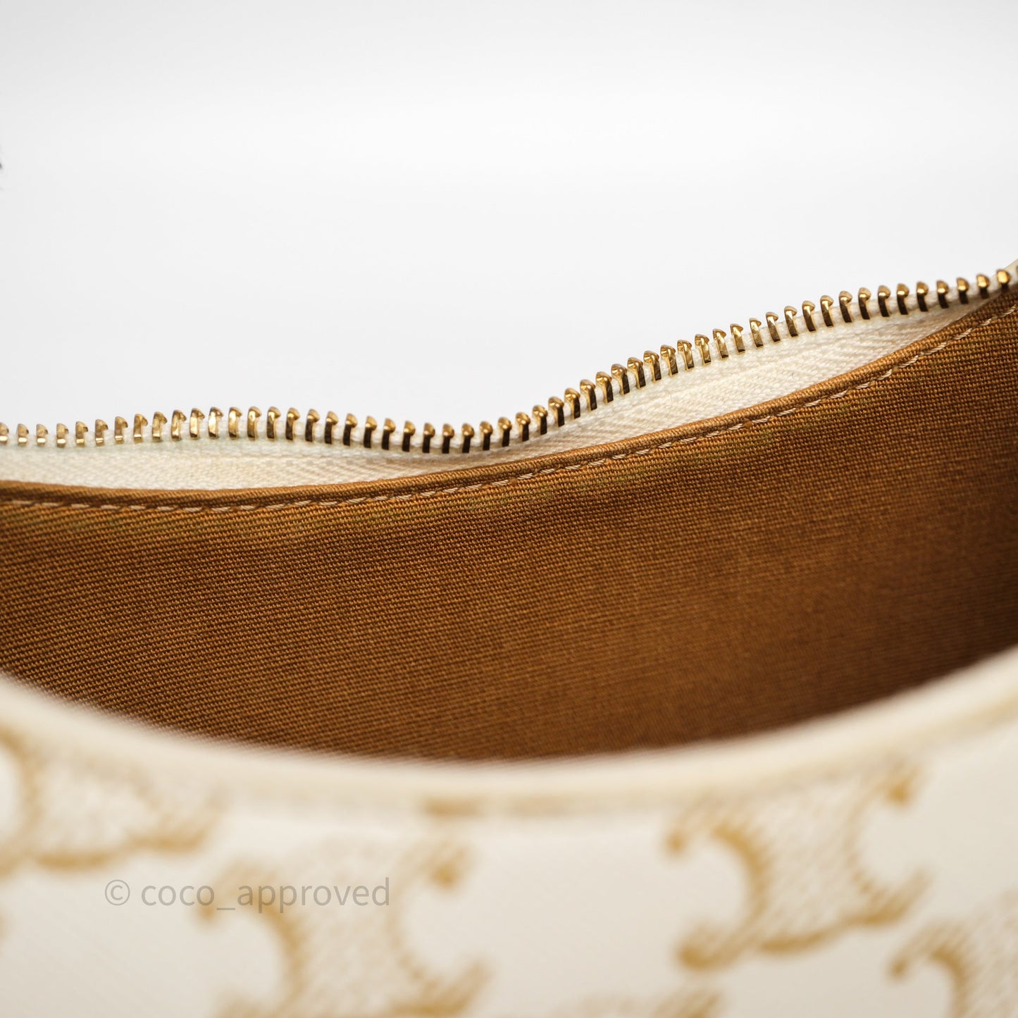 Celine Ava Bag In Triomphe Canvas Calfskin White
