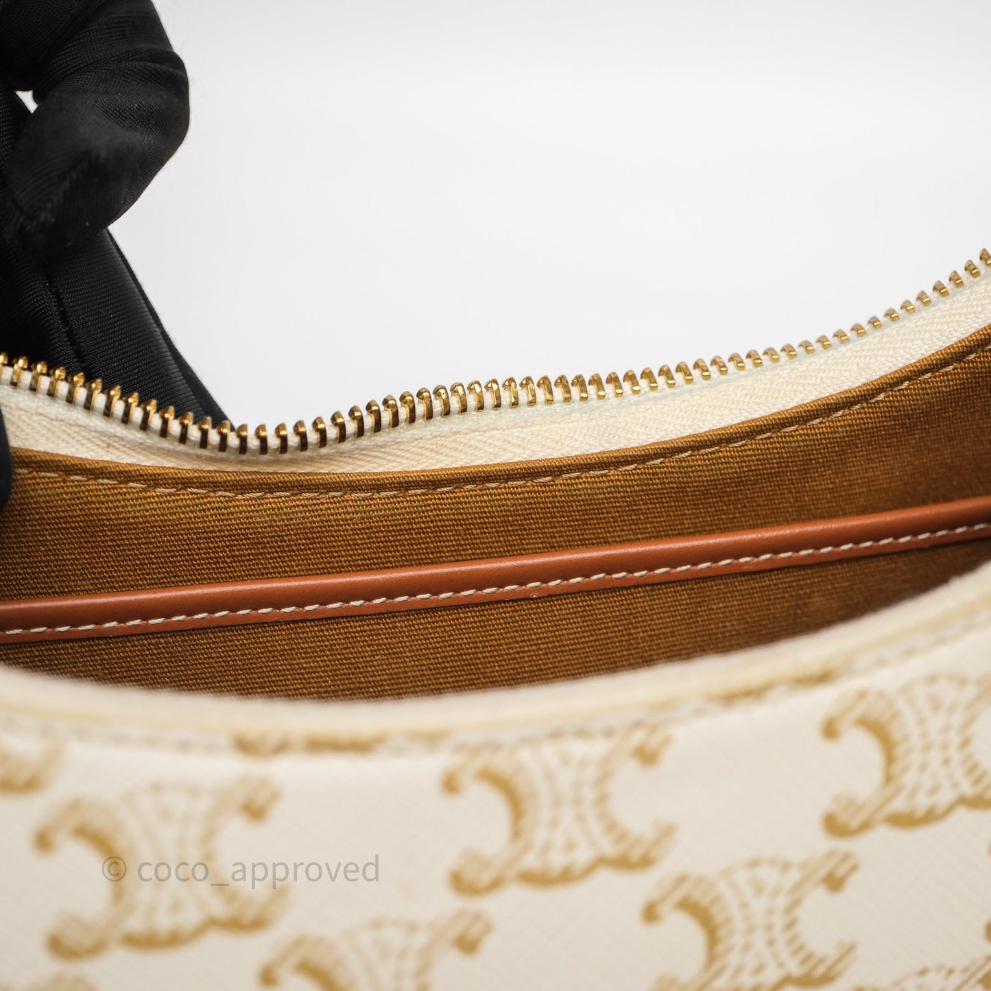 Celine Ava Bag In Triomphe Canvas Calfskin White