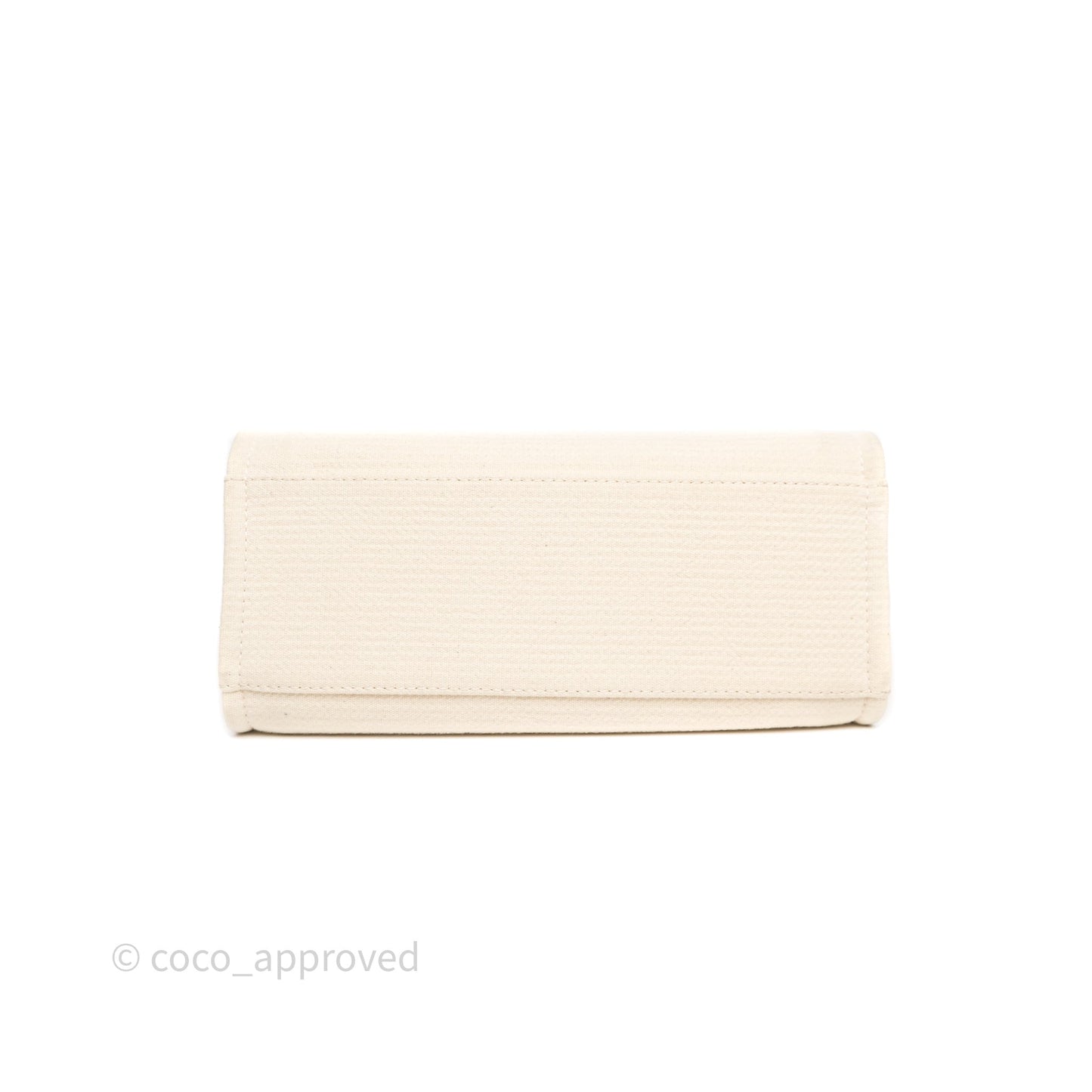 Chanel New Small Deauville Cream Ivory Canvas Light Gold Hardware