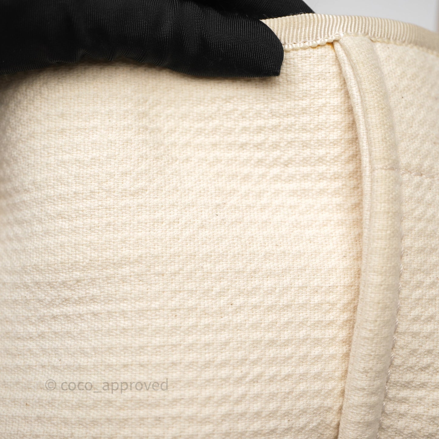Chanel New Small Deauville Cream Ivory Canvas Light Gold Hardware